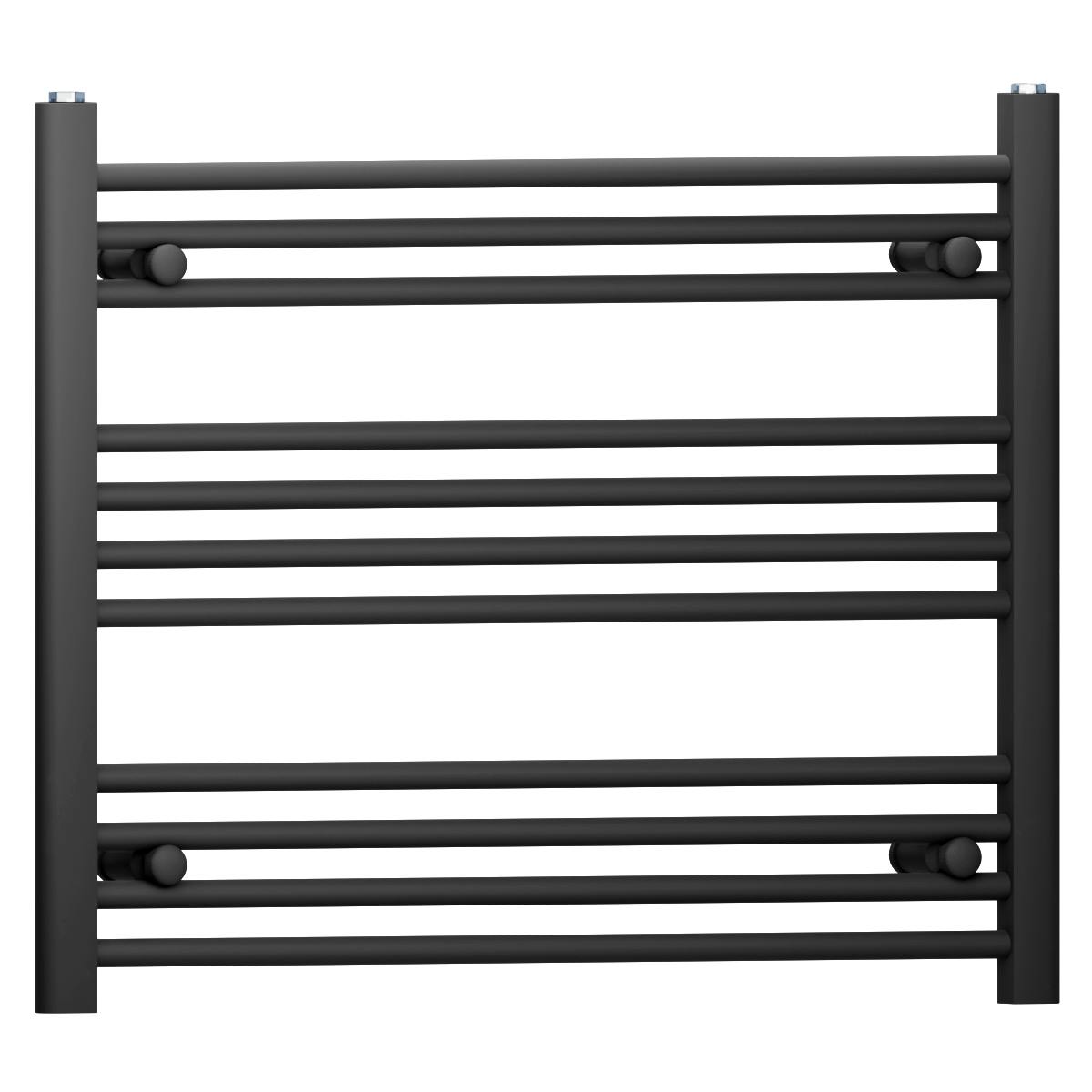 Myhomeware Black 800 Mm X 600 Mm Flat Heated Bathroom Towel Rail Radiator For Central Heating Elegant Designer