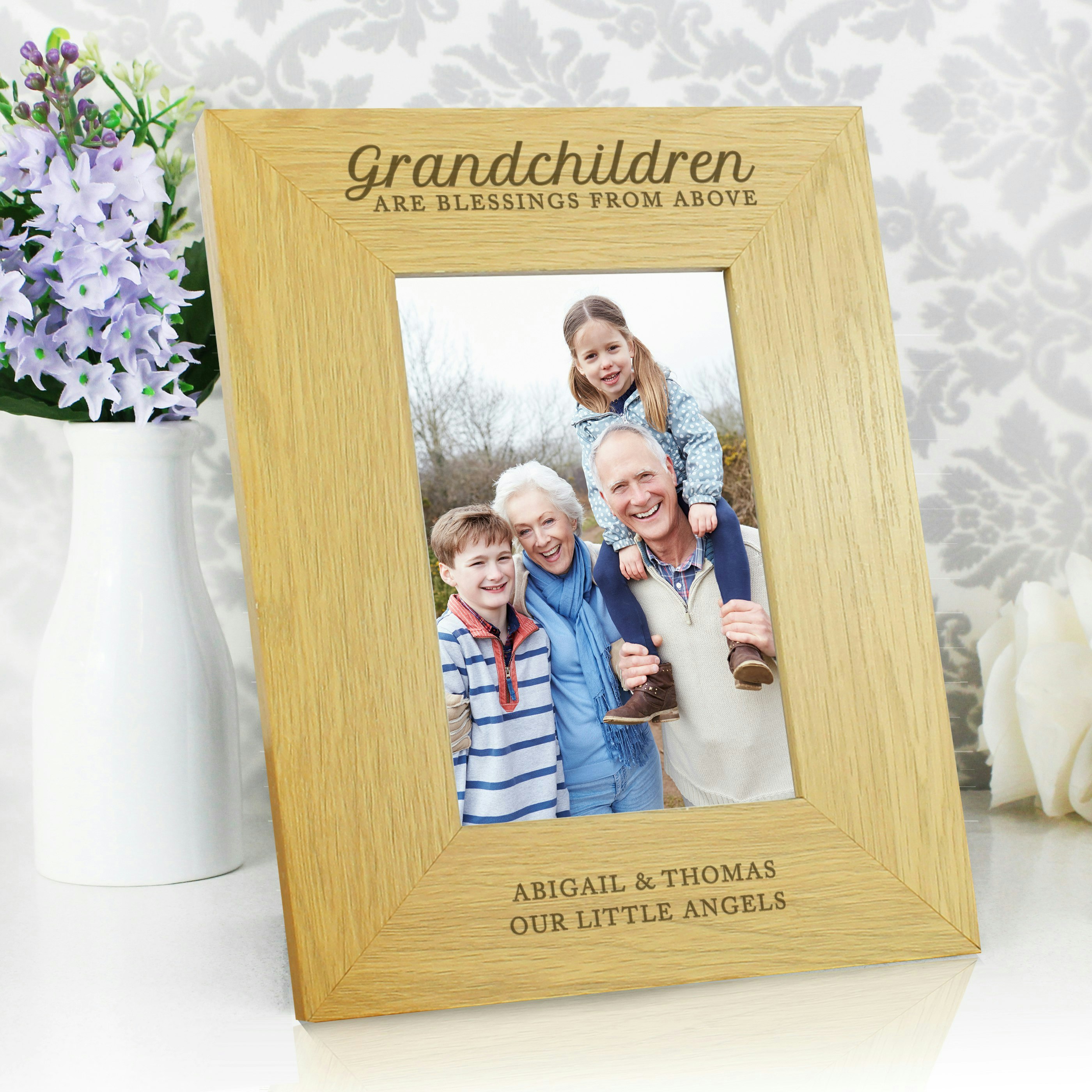 Rackhams Personalised Grandchildren Are A Blessing 6X4 Oak Finish Photo Frame