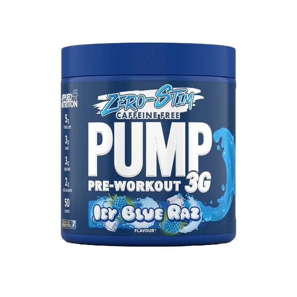 Applied Nutrition Blue Caffeine Free Pump 3G Pre Workout Icy Raz 375G - Image 5
