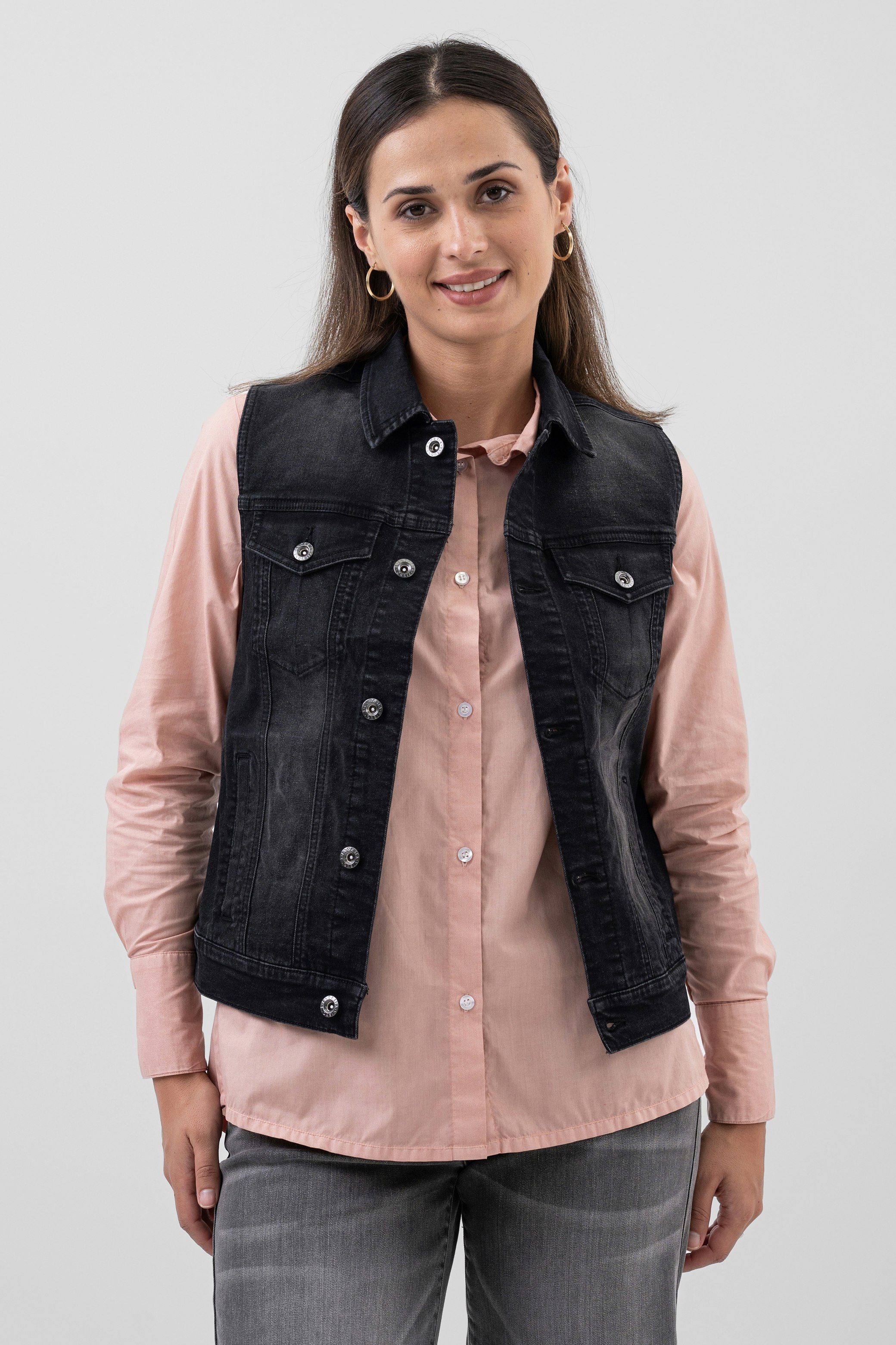 Enorsia Women's Black Classic Denim Jacket - 12 - 63.8% Cotton, 22.2% Polyester, 12% Viscose, 2% Spandex