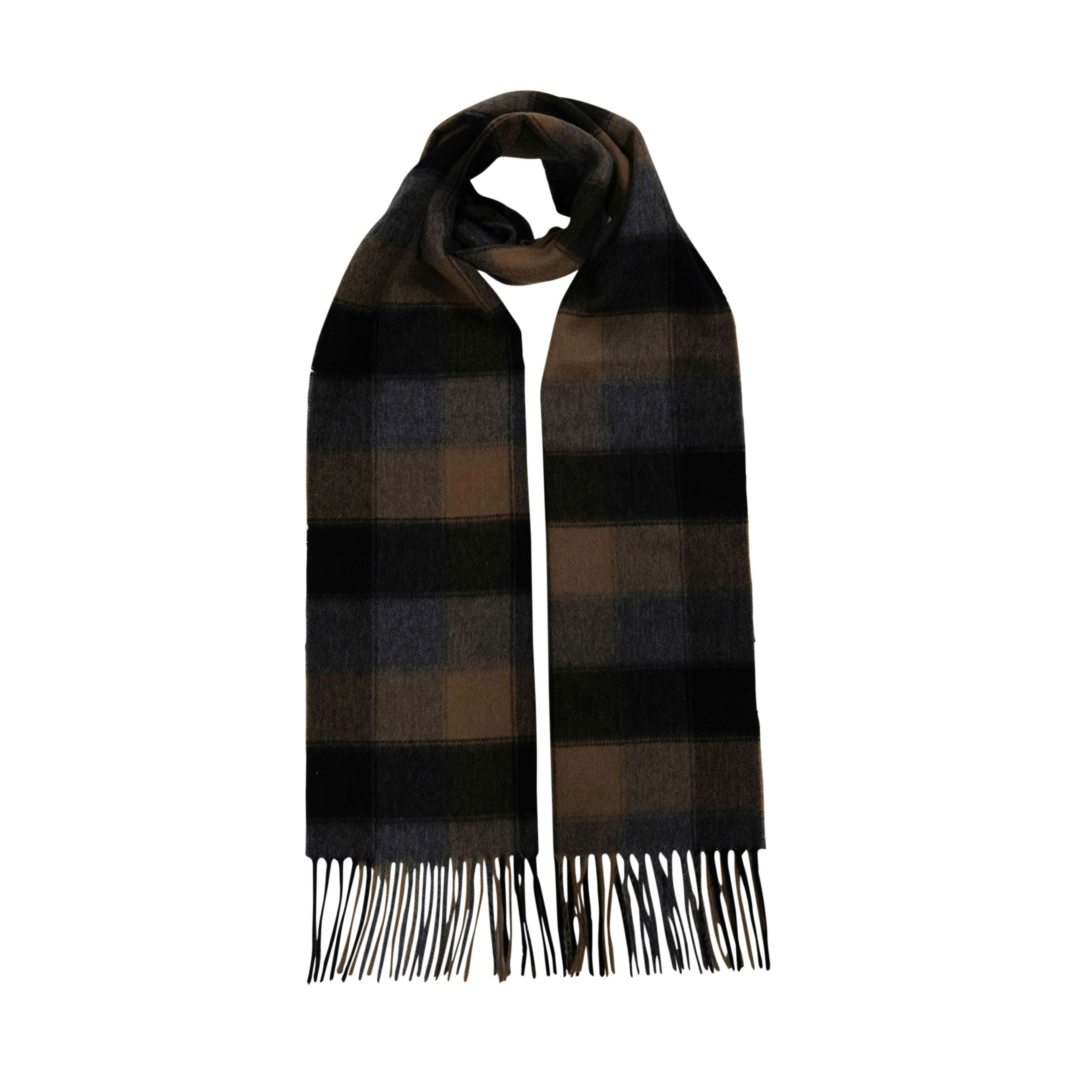 Carlyle Heath & Co. Check Cashmere Scarf - Charcoal