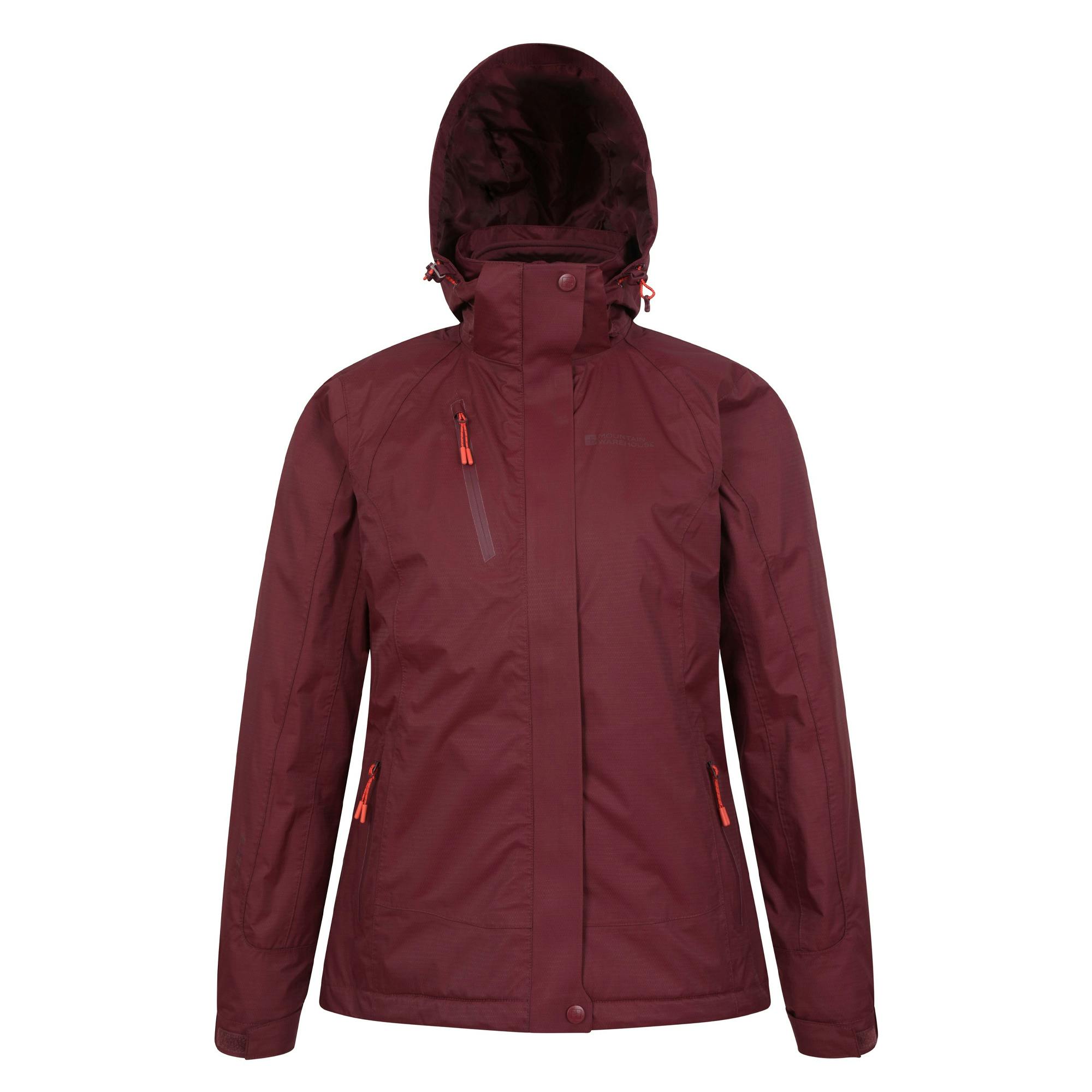 Mountain Warehouse Women's Burgundy / Bracken Extreme 3 In 1 Waterproof Jacket - 10 Uk - 96% Polyester/4% Elastane
