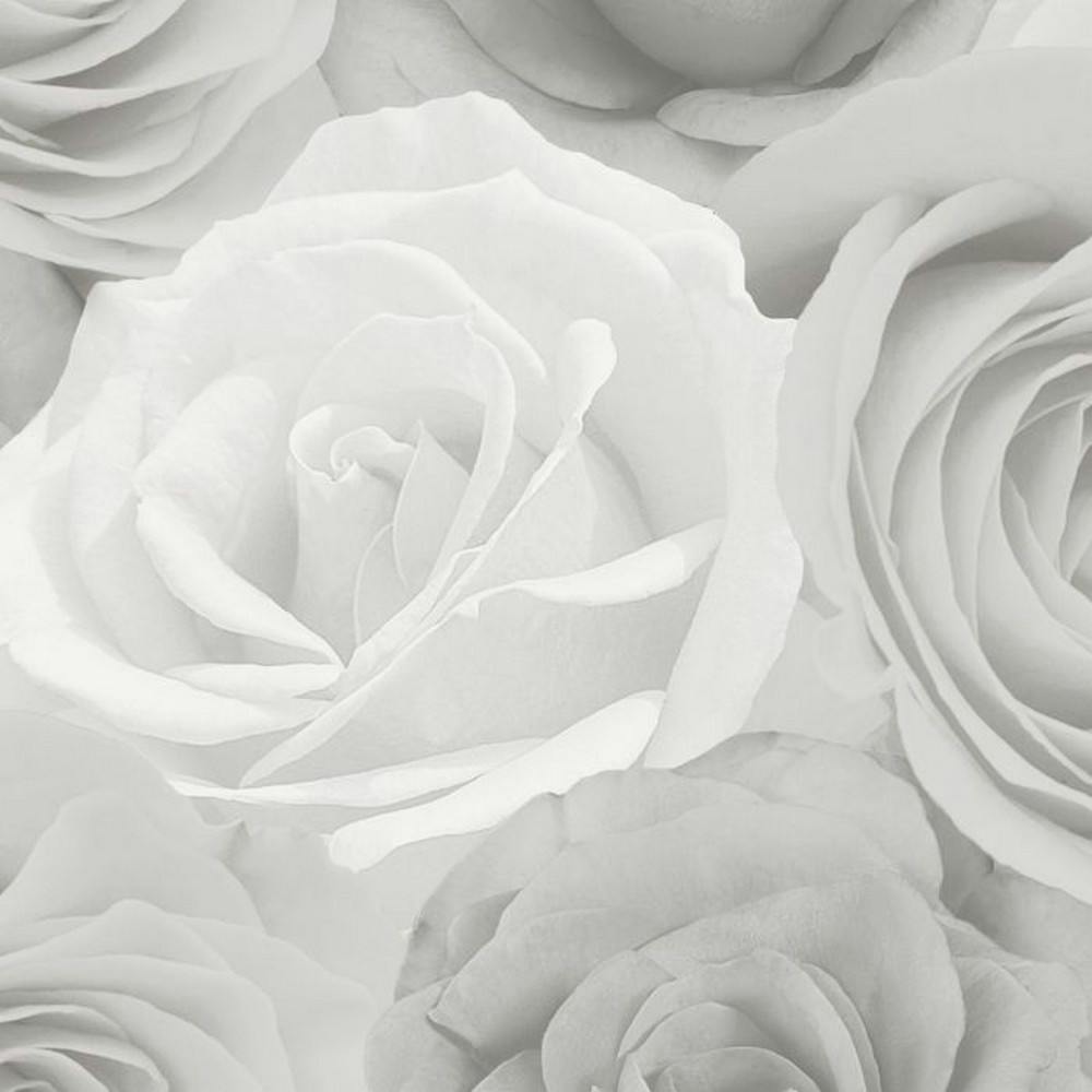 World Of Wallpaper Grey Melany Roses Wallpaper - 10M X 53Cm - 100% Mixed