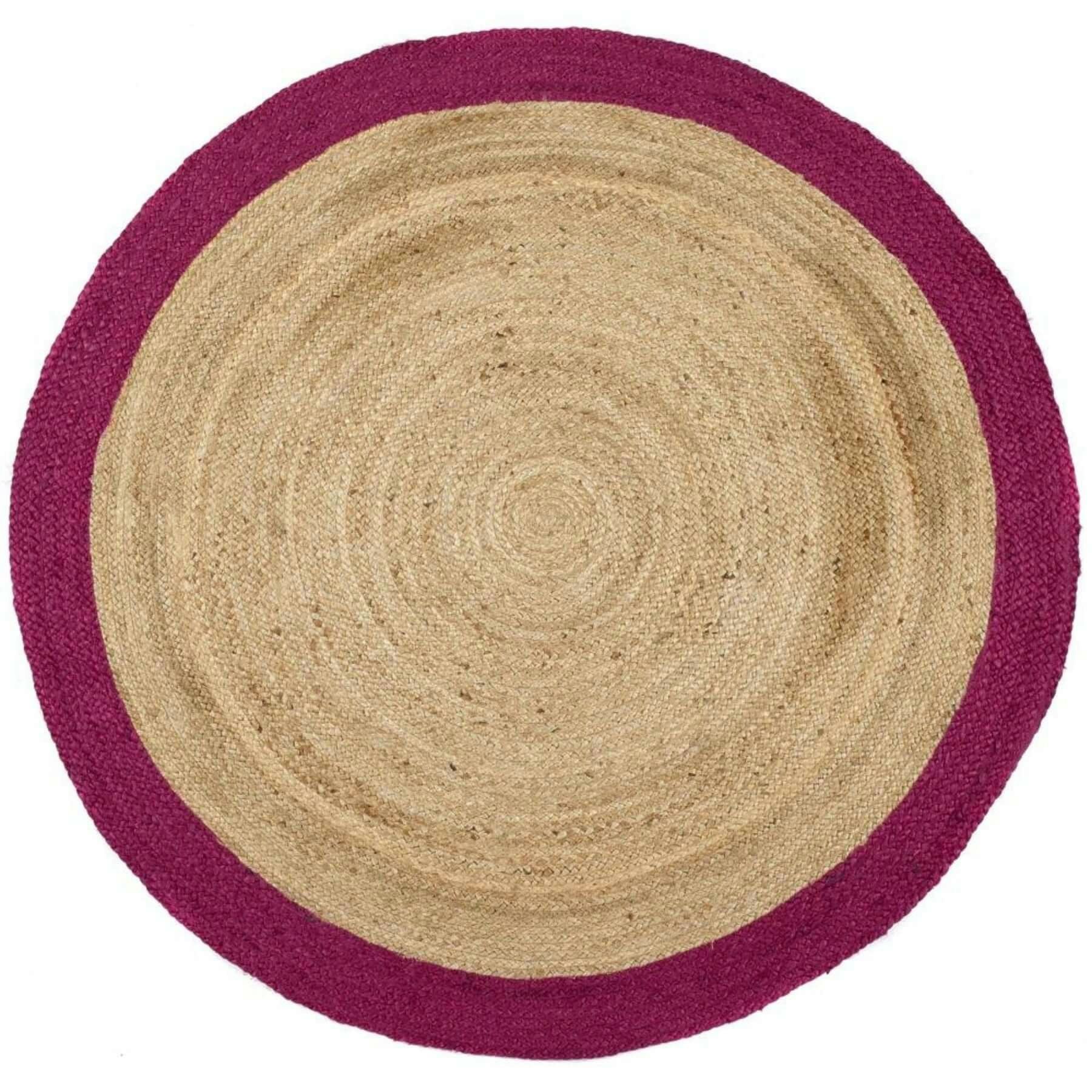 The Rugs Bordered Raspberry Jute Rug - Ø 150 Cm