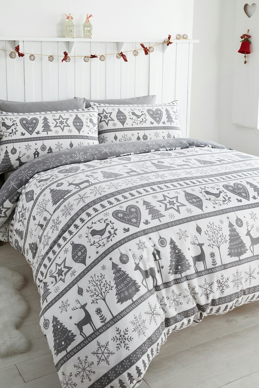 Rackhams Grey Noel Duvet Cover Set - Single