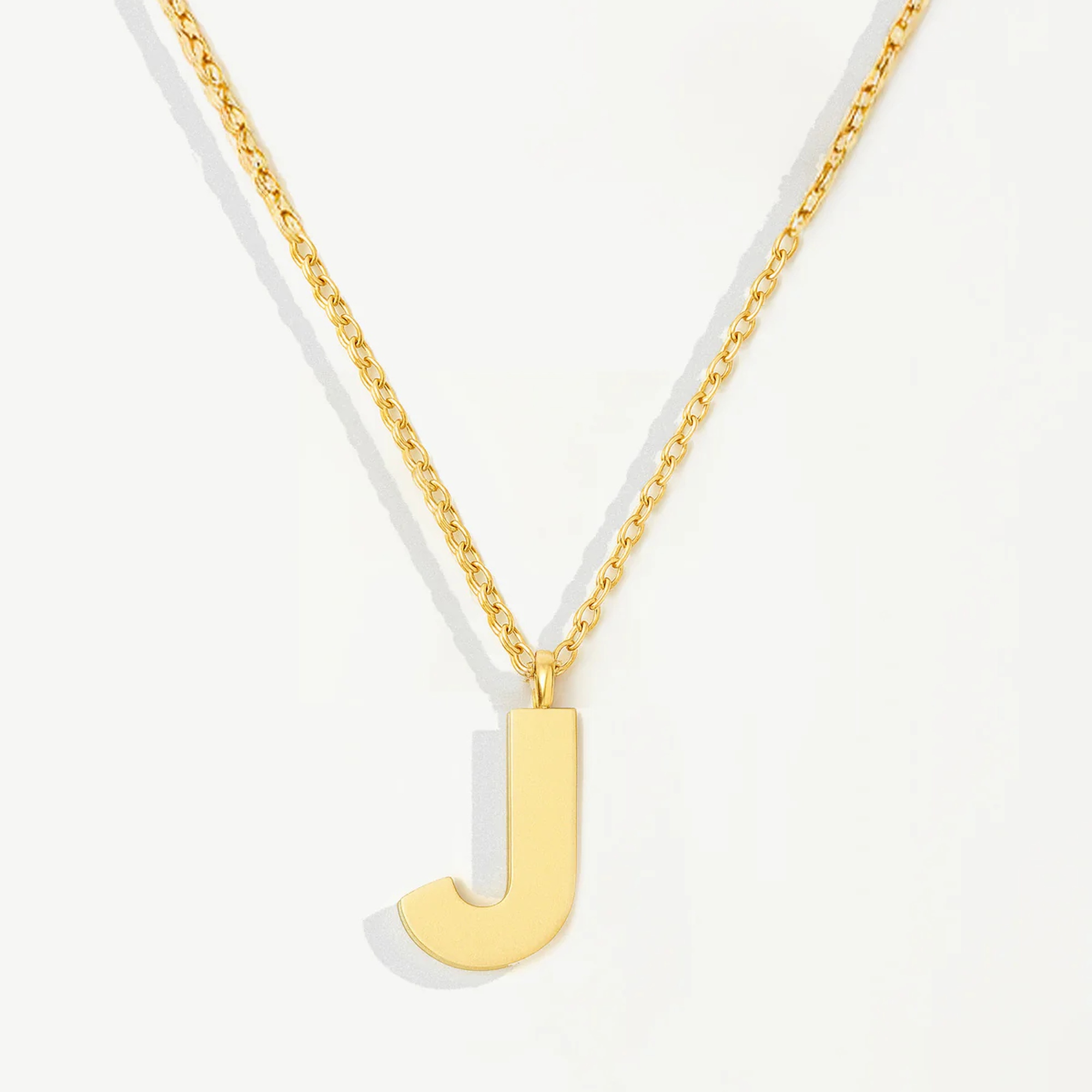 Muchv Gold Initial Pendant Necklace - J