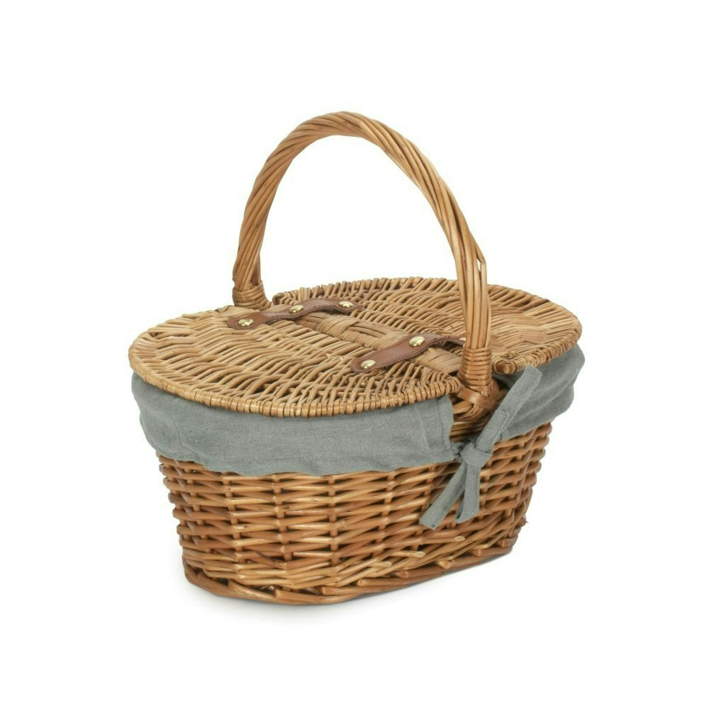 Rackhams Light/Grey Childs Steamed Finish Oval Wicker Picnic Basket