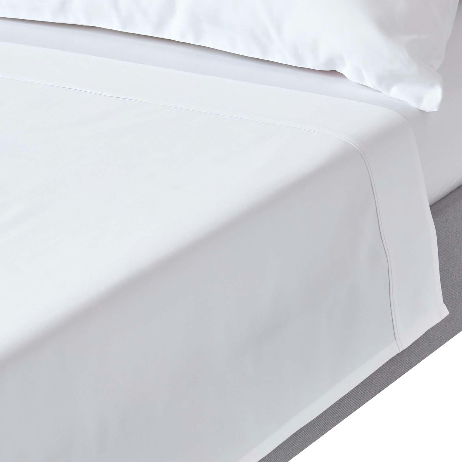 Rackhams White Premium 1000 Tc Egyptian Cotton Sateen Weave Flat Sheet - Double