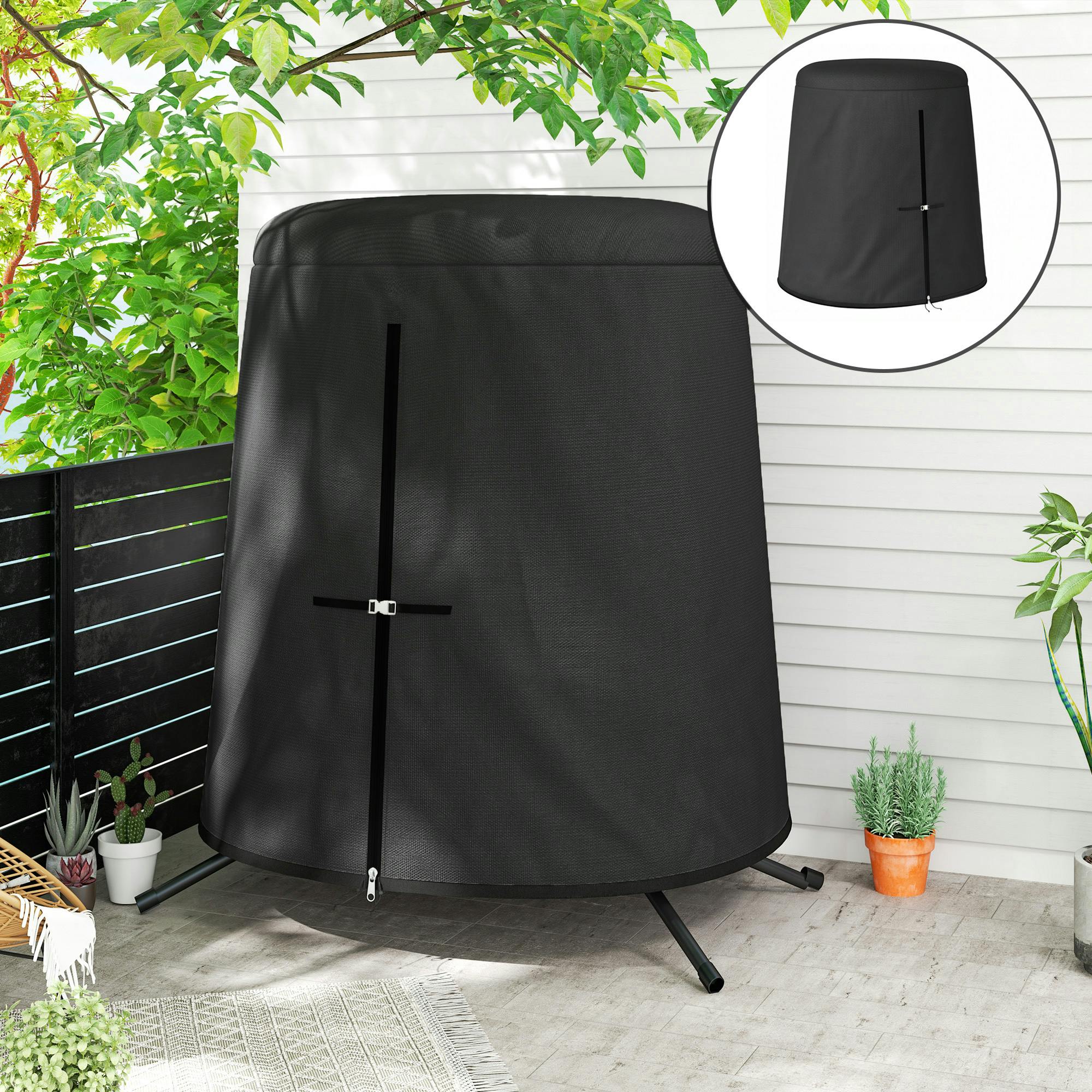 Outsunny Black Hanging Egg Chair Cover Swing Chair Cover Waterproof, 196 X 230 Cm