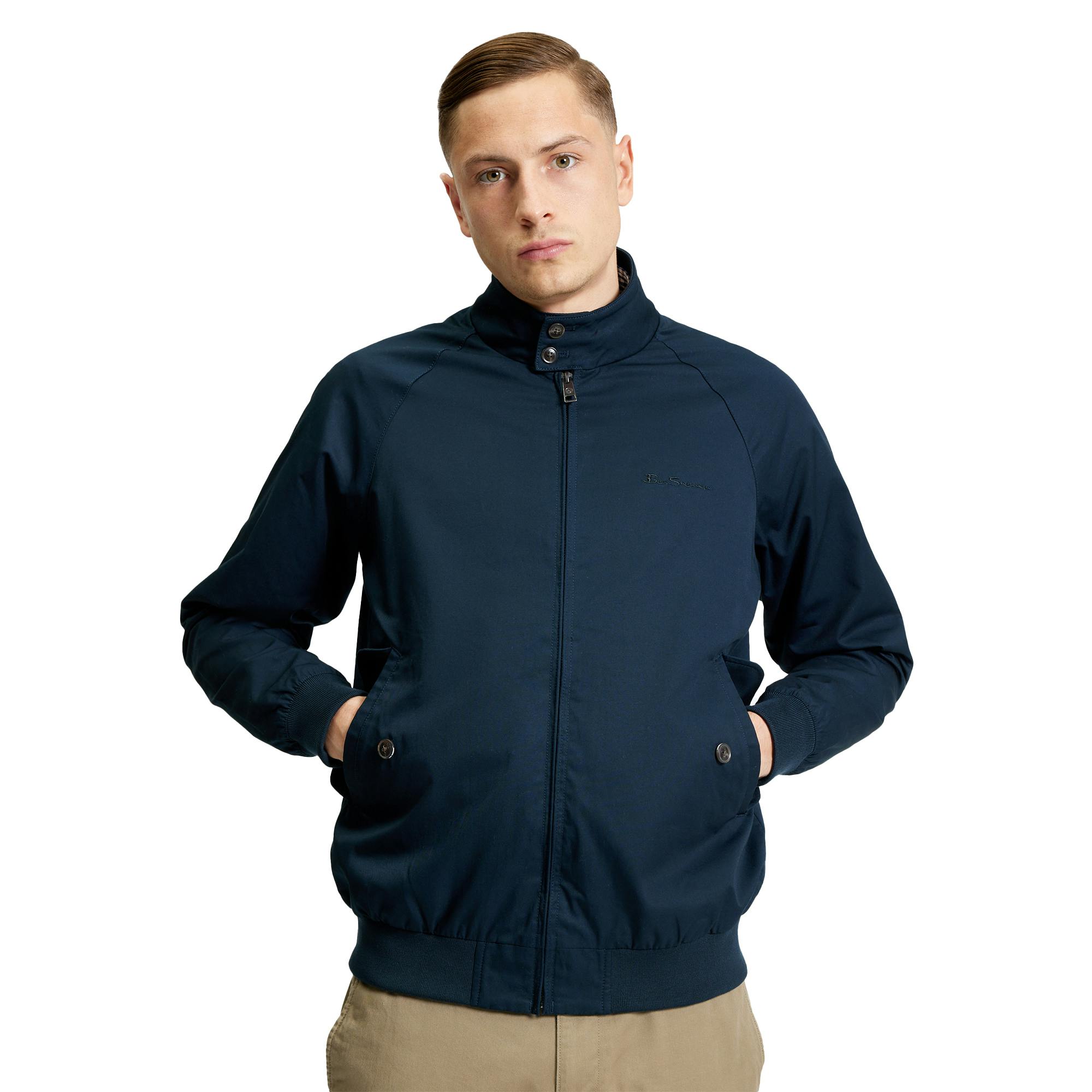 Ben Sherman Men's Dark Harrington Signature Jacket - Navy - M - Navy - 100% Cotton