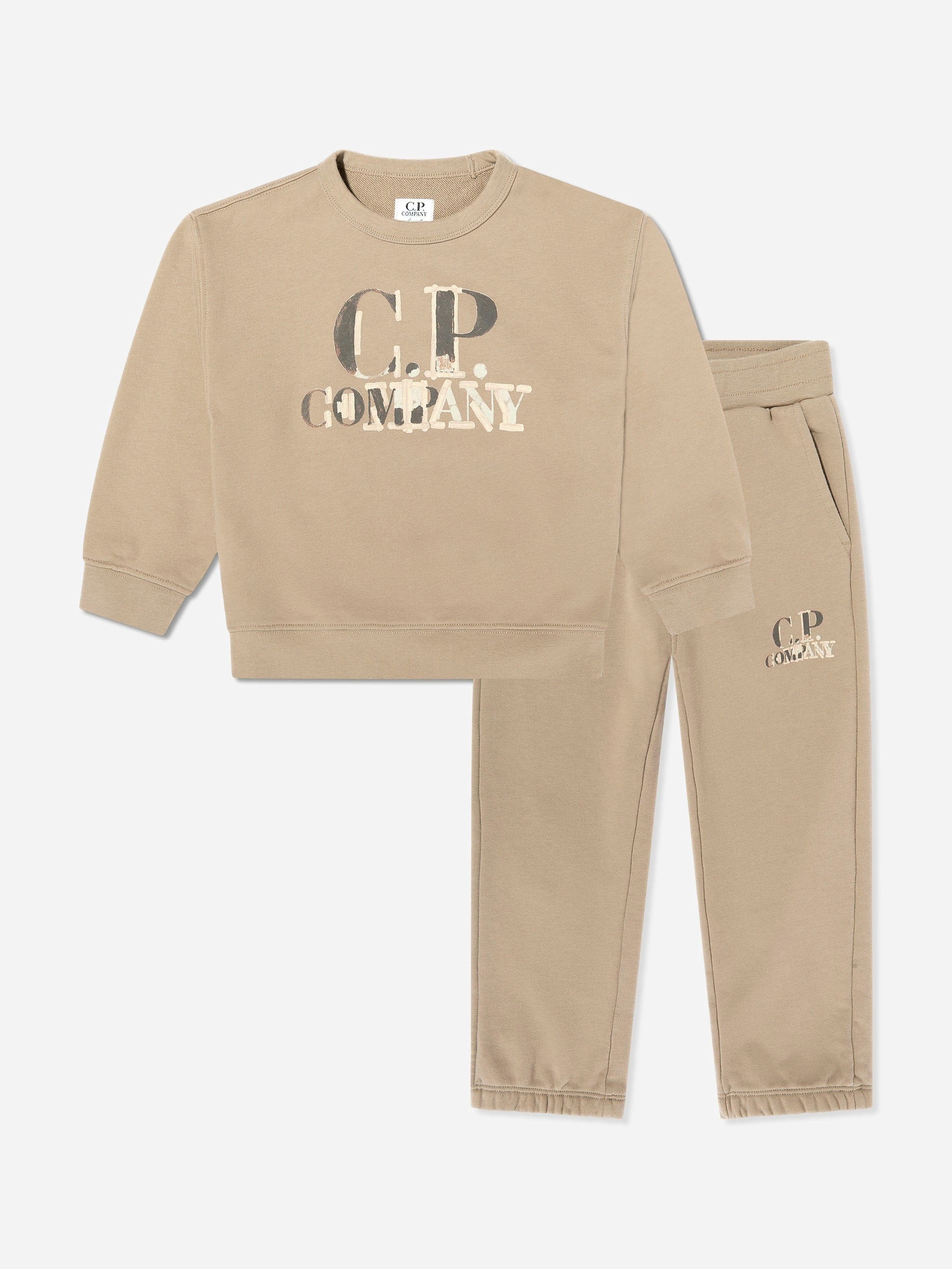 C.p. Company Boys Beige Logo Tracksuit In - 8 Yrs