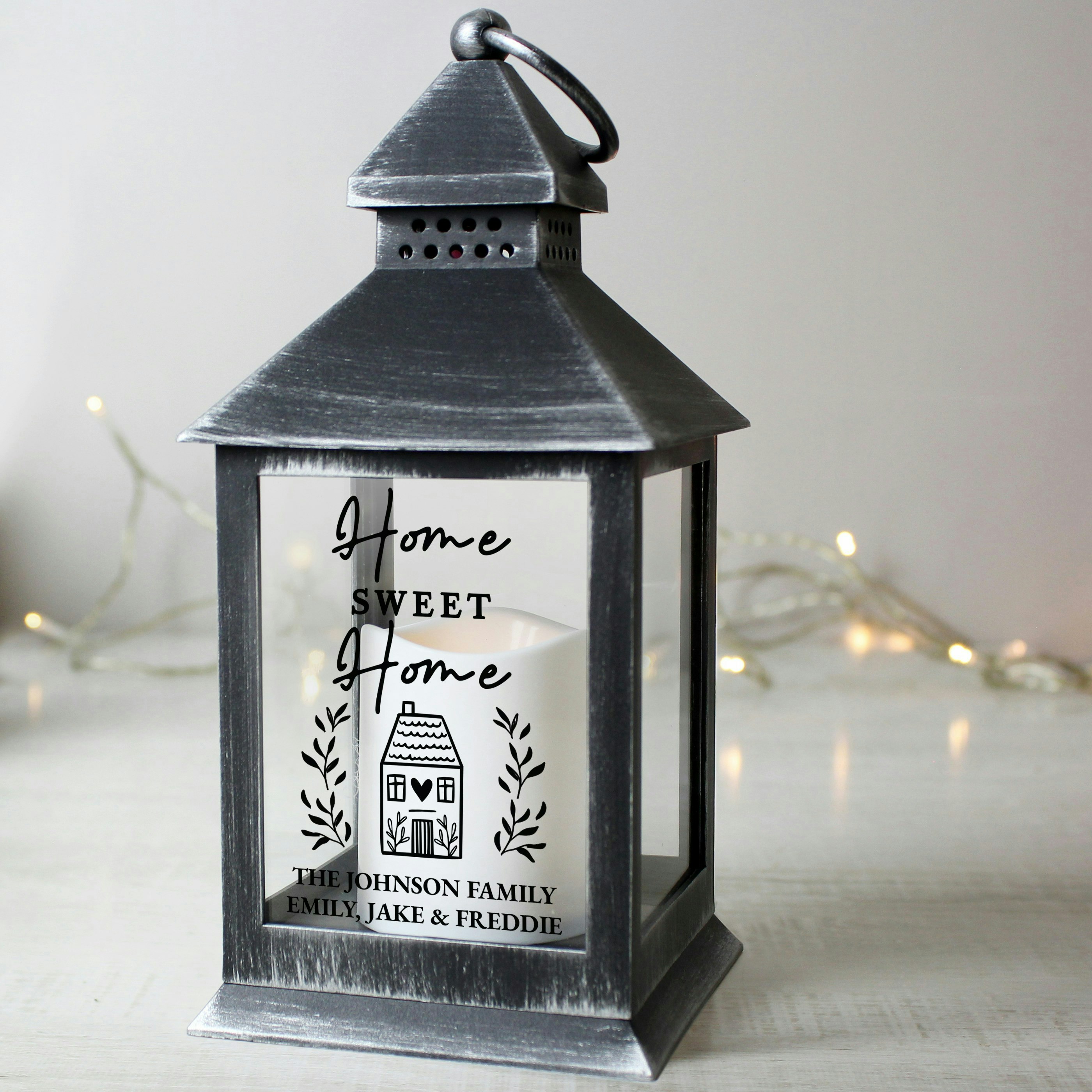Rackhams Black Personalised Home Led Lantern