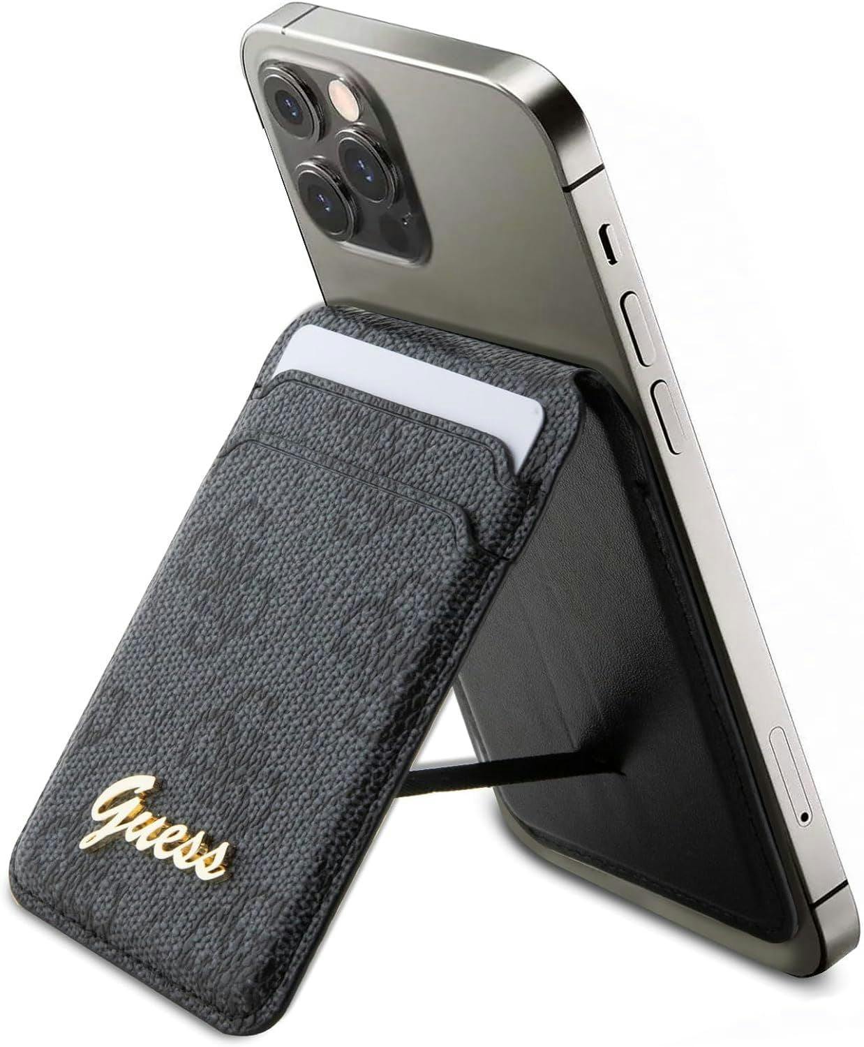 Guess Black 4G Classic Logo Wallet Card Slot Stand Case With Magsafe - Guwmshg4shk