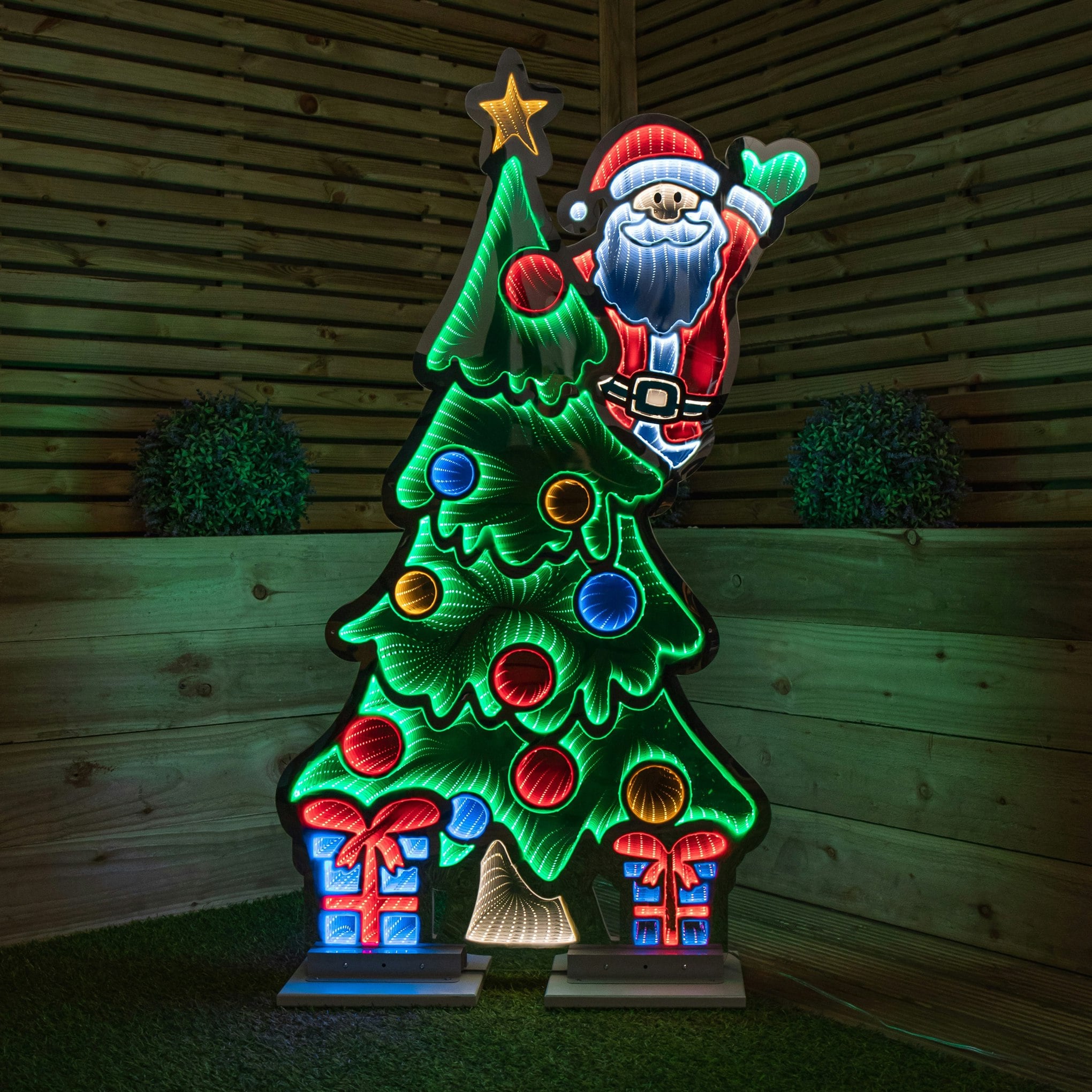 B&Q -  1.2M Light Up Christmas Tree With Santa Infinity Decoration With Multi-Coloured Leds - Image 5