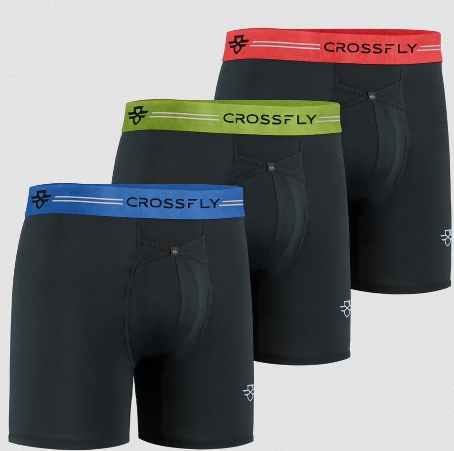 Crossfly Men's Black Ikon Trio 6" Boxers {Cf-Bmu007} - Rgb - 35/39"