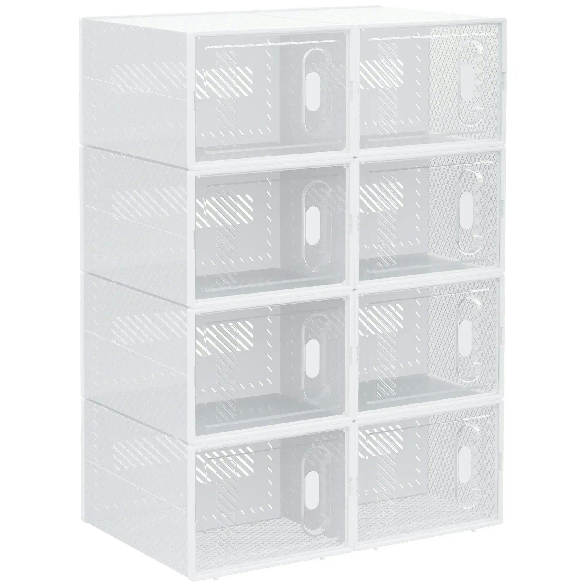 Bobobiy Women's White 8Pcs Clear Shoe Box, Plastic Stackable Shoe Storage Box For Uk/Eu Size Up To 8.5/43 With Magnetic Door For /Men, 25 X 35 X 19Cm - Clear - Image 3