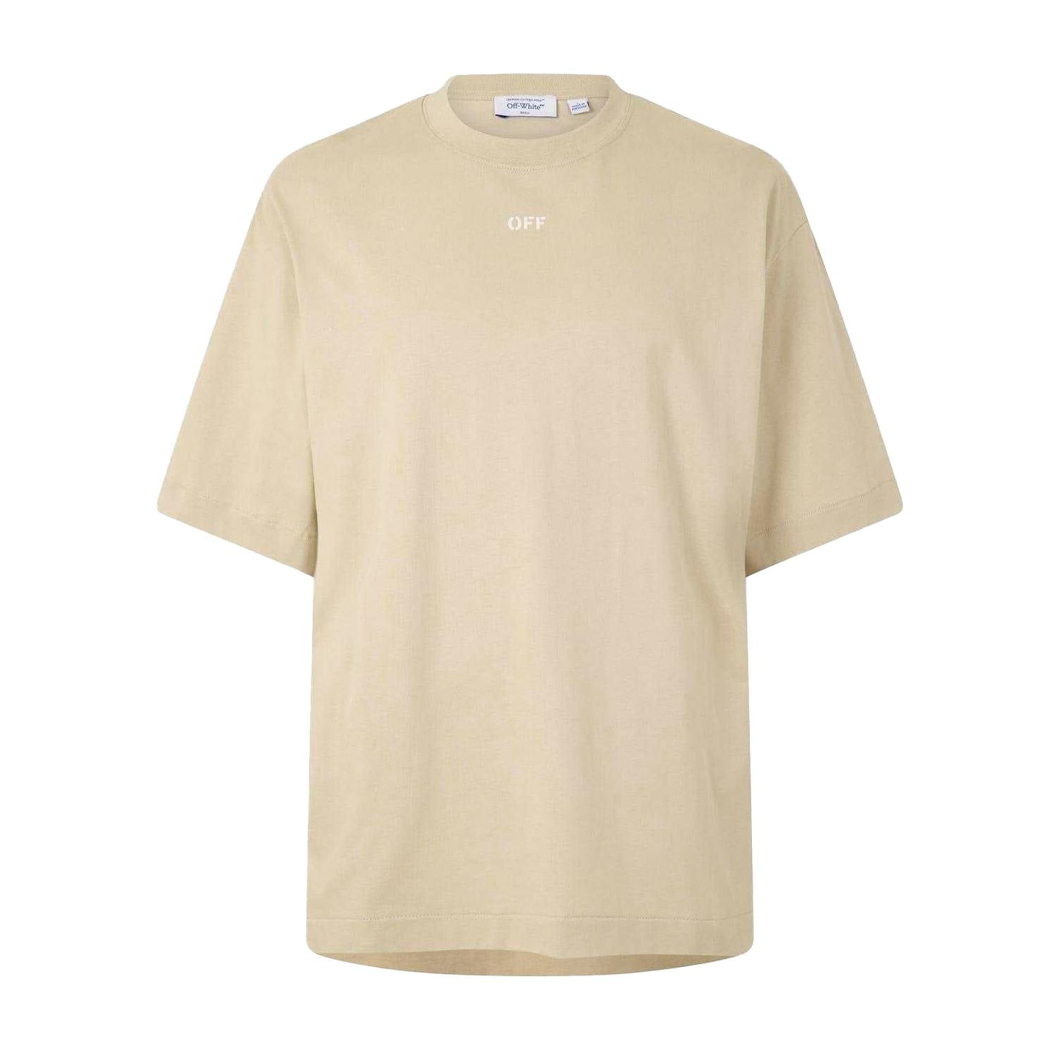 Off-White Men's White/Brown Off- Off Arrow Skate Lettering Crew Neck T-Shirt - Brown/ - Xs - Brown/ - 100% Cotton