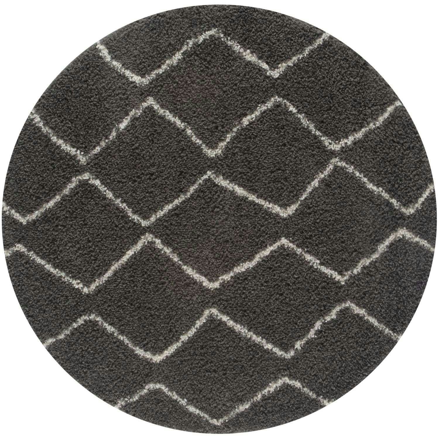 Rackhams Dark/Grey Moroccan Shaggy Rug | 840 - Ø 120 Cm