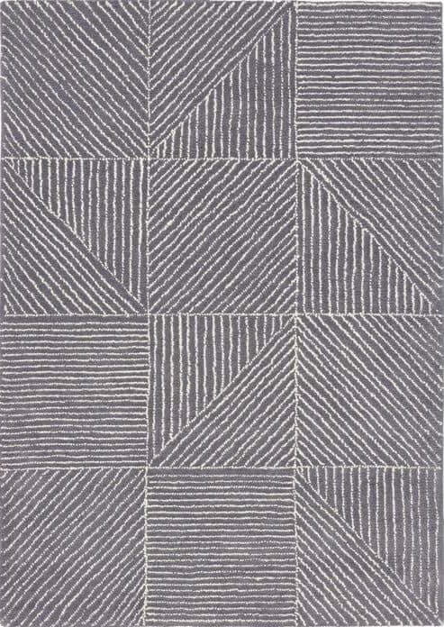 The Rugs Grey Modern Wool Rug Geometric Design - 160X230 Cm