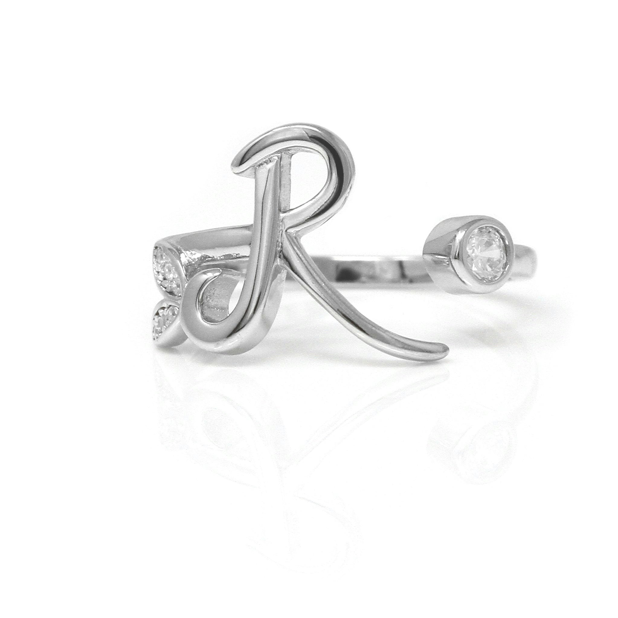 Say It With Silver Adjustable Winged Initial Ring - Sterling - R