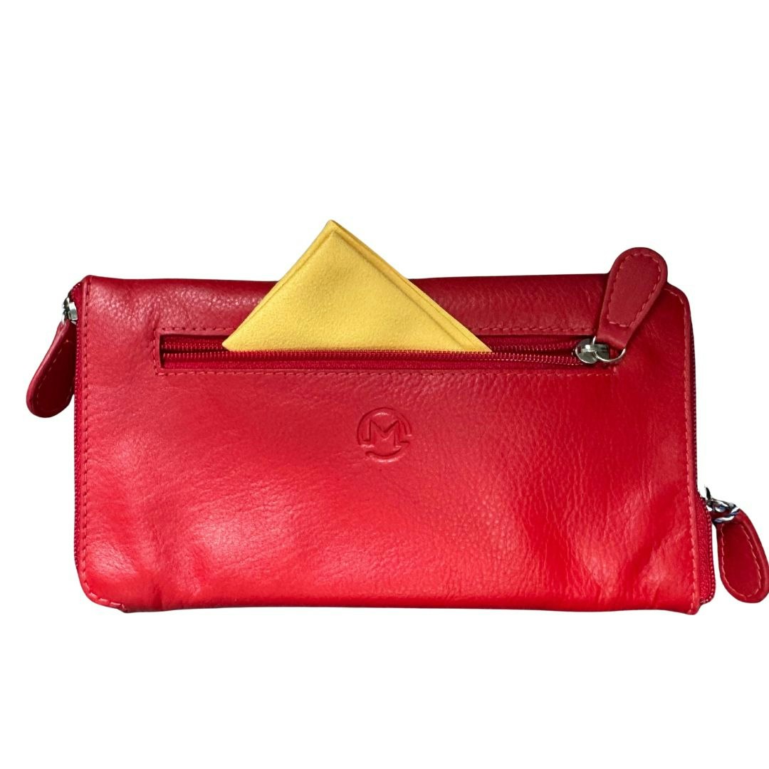 Mala Leather Red Double Zipped Leather Glasses Case – Holds 2 Pairs Of Glasses