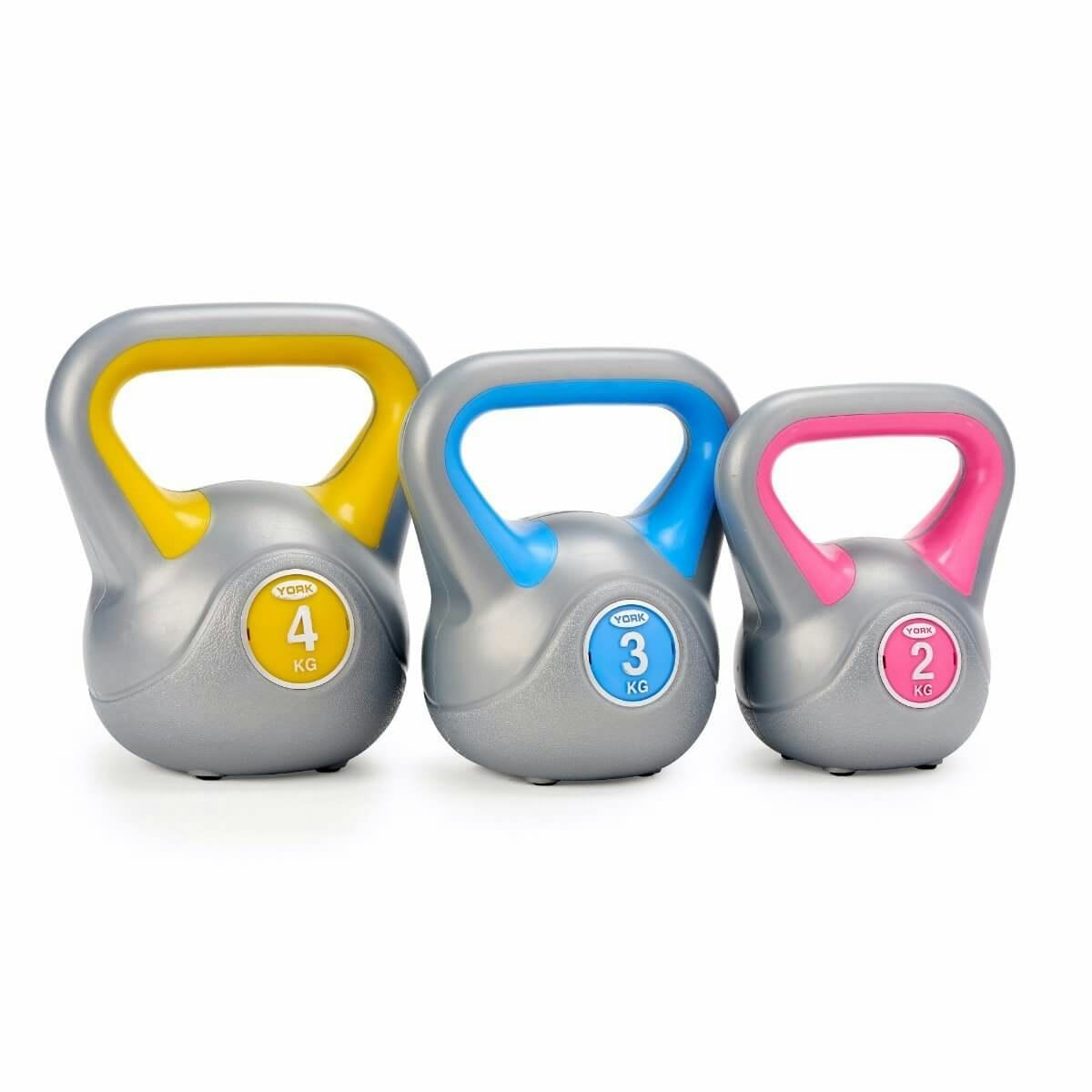 York 2kg 3kg & 4kg Kettlebell Set Vinyl Weight Lifting Exercise Fitness Workout - Image 3