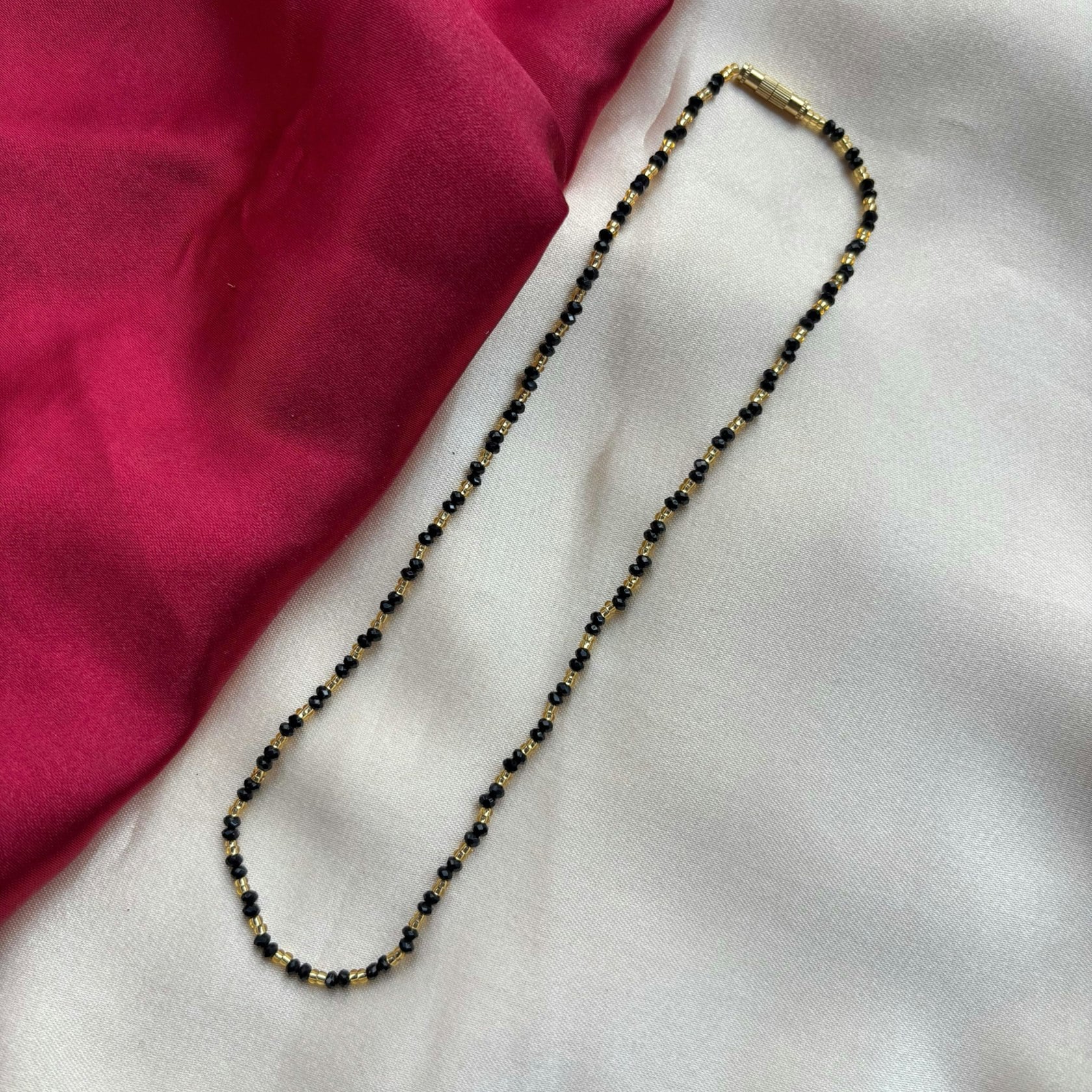 The Colourful Aura Black/Gold Handmade Crystal Beaded Indian Asian Nazar Mangalsutra Necklace