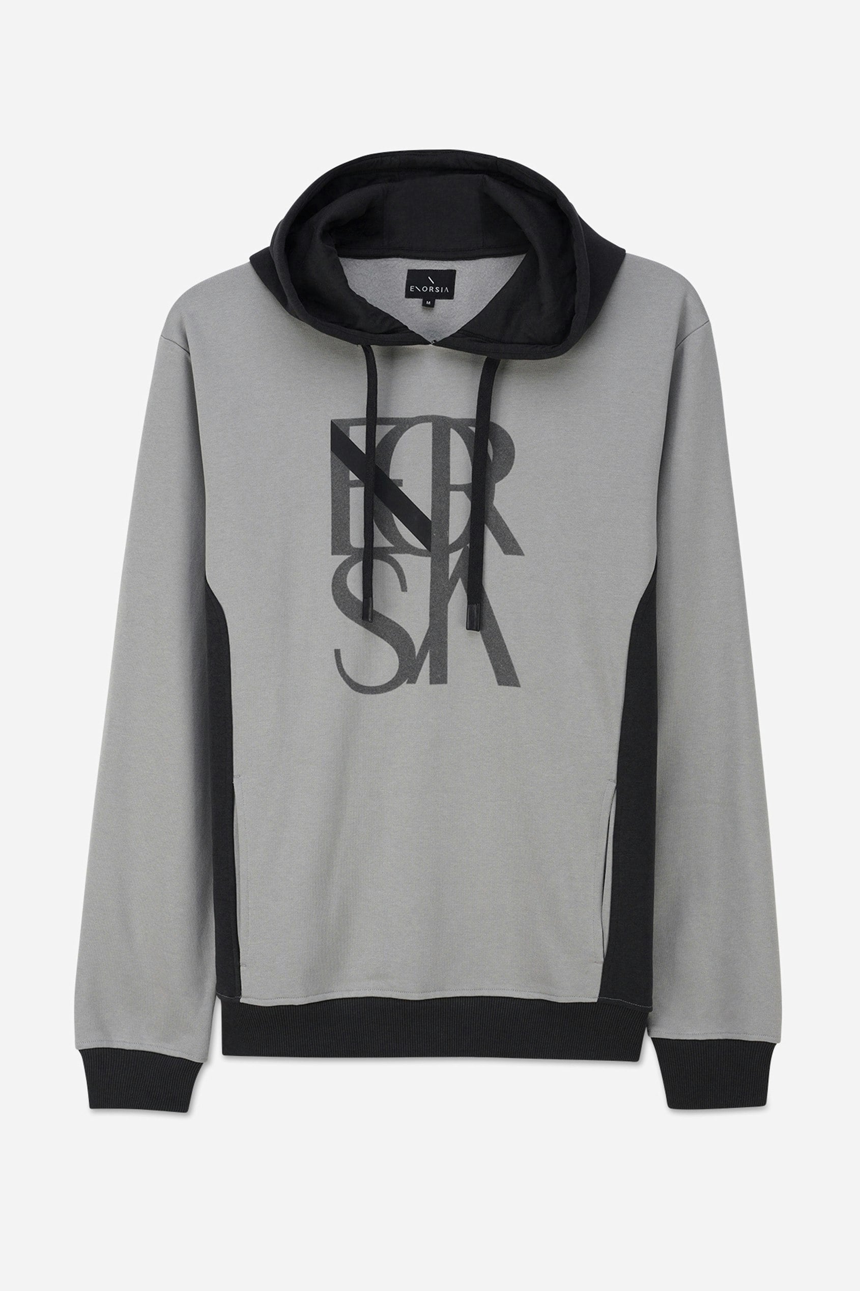 Enorsia Men's Grey Flock Print Overhead Hoodie - L - 60% Cotton, 40% Polyester