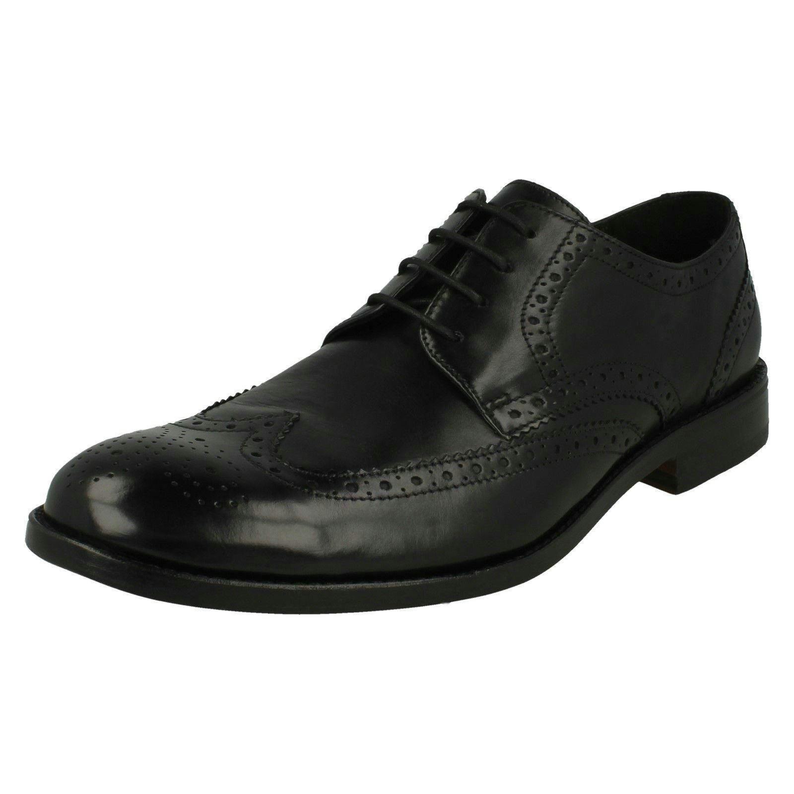 Clarks Men's Black Formal Brogue Detailed Shoes James Wing - Uk 7.5
