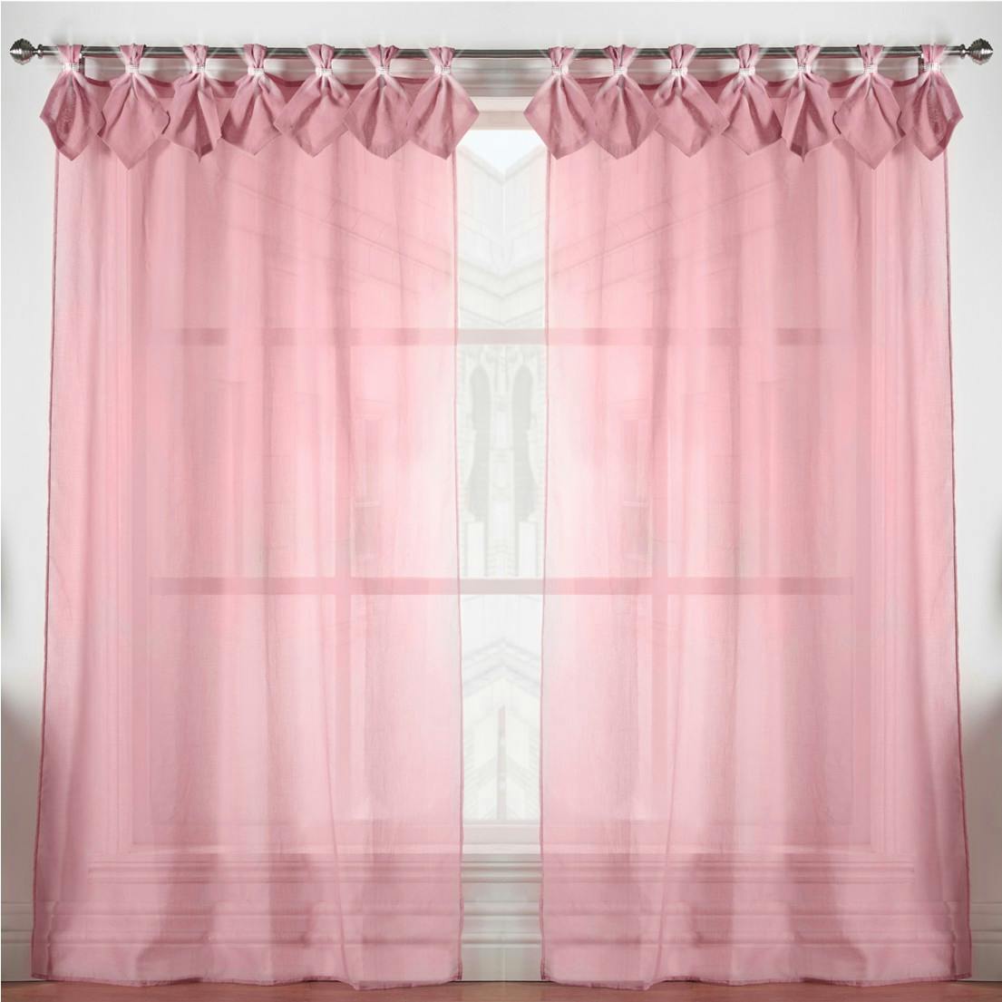 Rackhams Pink Linen Look Voile Tab Top Curtain Pair - Dusty - 145Cm Width X 229Cm Drop