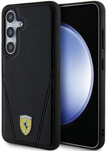 Ferrari Black Hot Stamp V Lines With Magsafe Hard Case For Samsung Galaxy S24 6.2" - Fehms24sp3bak