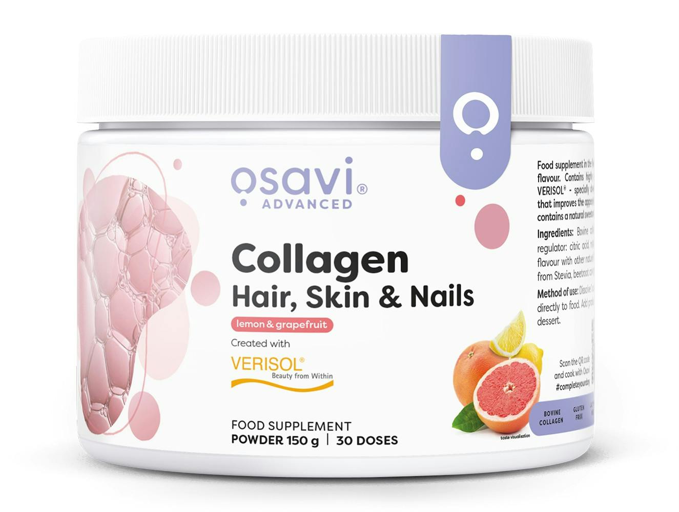 Osavi Collagen Peptides Hair Skin & Nails, Lemon & Grapefruit - 150 grams - Image 5