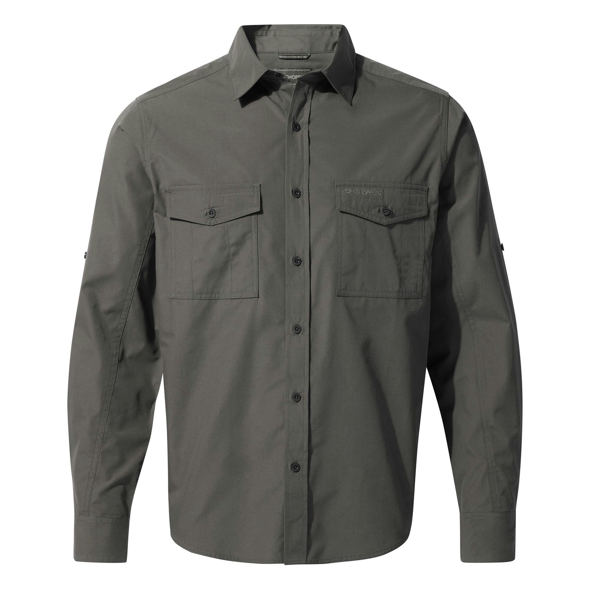 Craghoppers Men's Grey Expert Kiwi Long-Sleeved Shirt - Carbon - M - Carbon - 100% Mixed