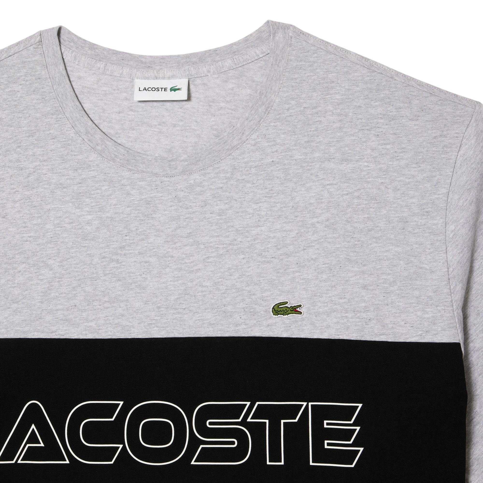 Lacoste Men's Grey Colour Block Heavy Cotton Fitted T-Shirt - Xs - 100% Mixed