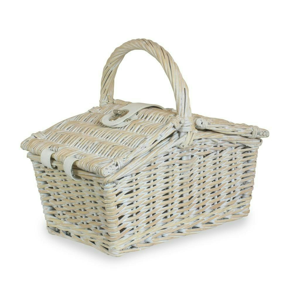 Red Hamper Red/White Hamper 28Cm Double Lidded Wicker Picnic Basket