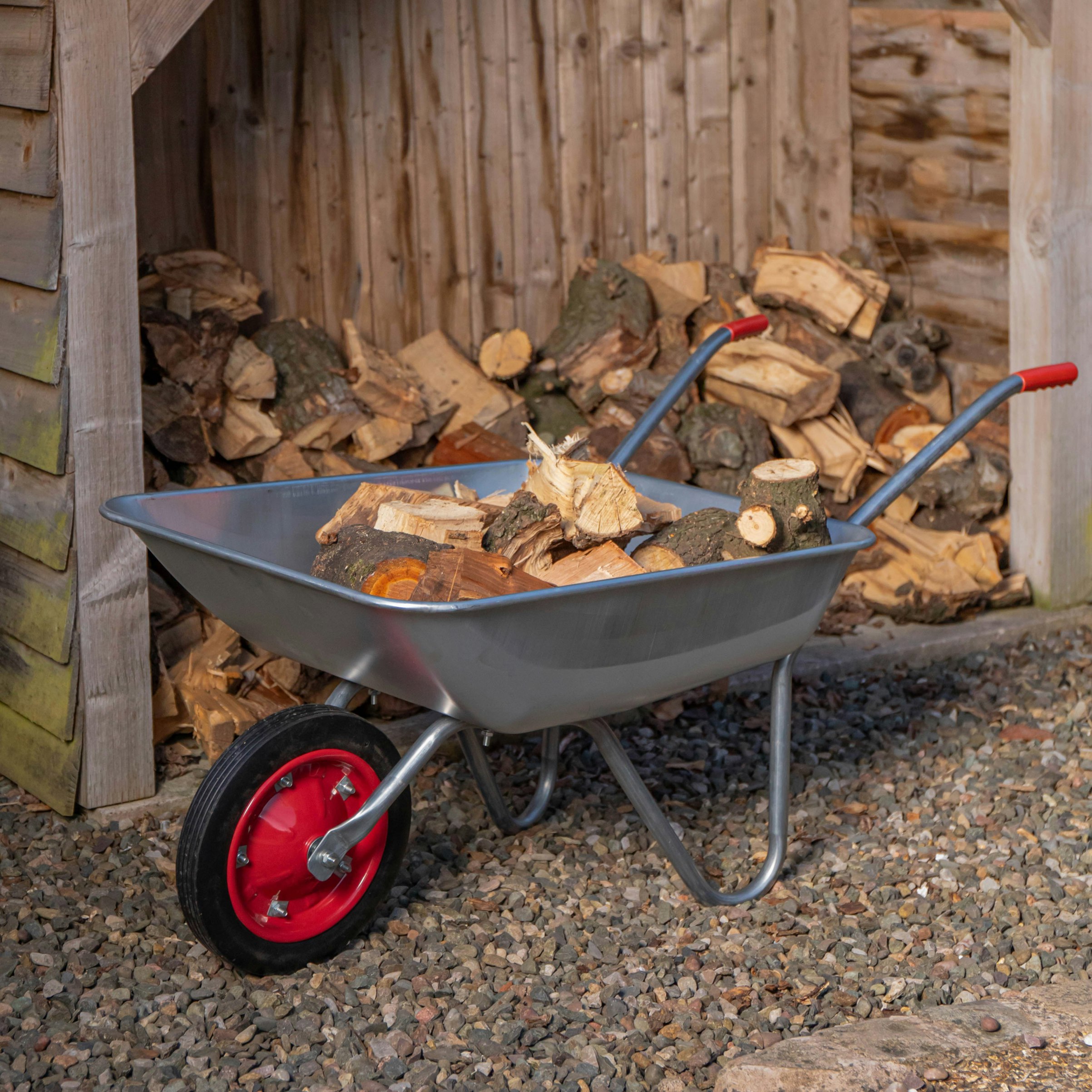 Rackhams 65 Litre 60Kg Capacity Galvanised Samuel Alexander Metal Garden Wheelbarrow With Solid Puncture Proof Tyre - Wheelbarrows