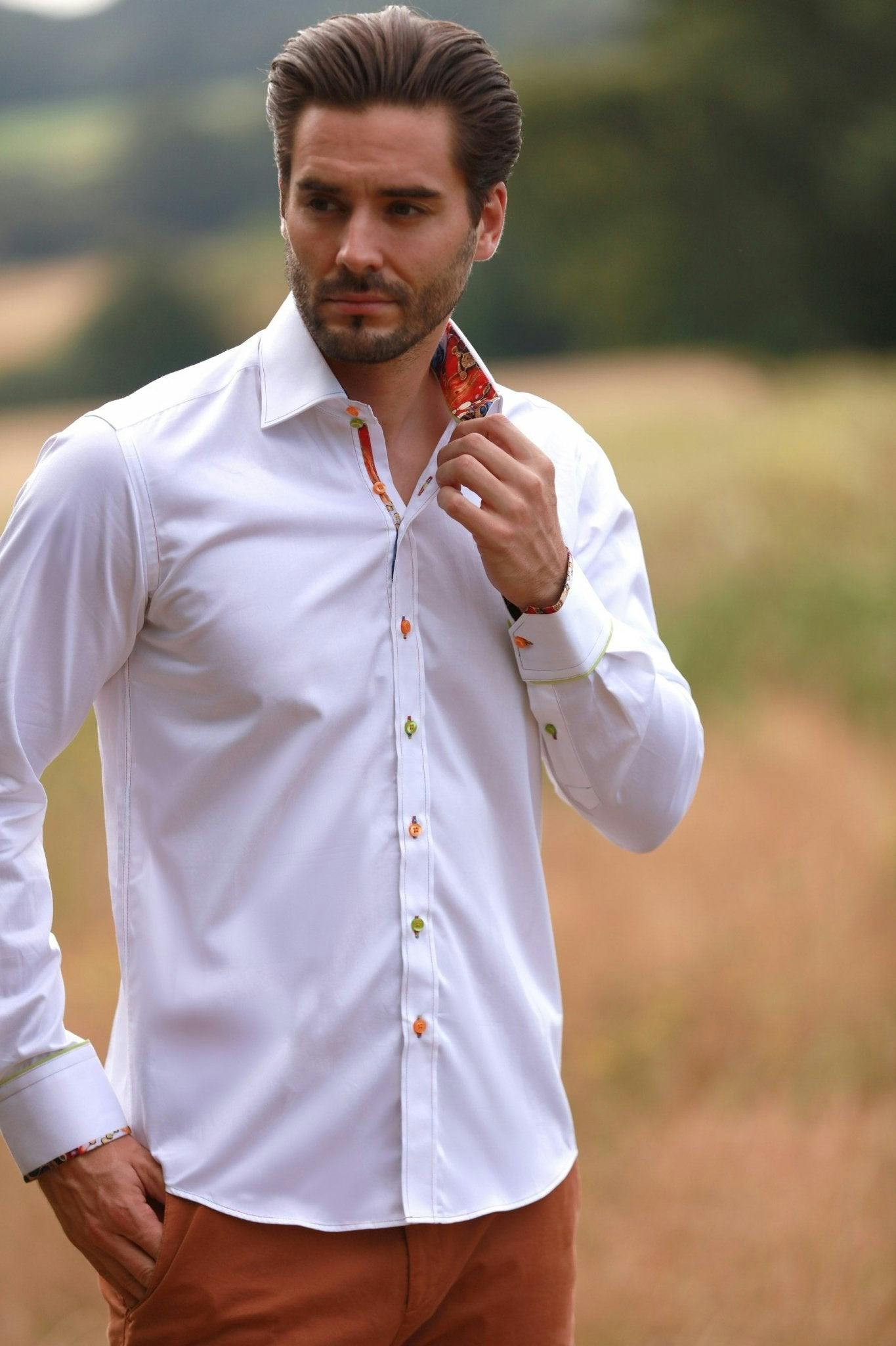 Claudio Lugli White Classic Signature Plain Shirt - 4XL