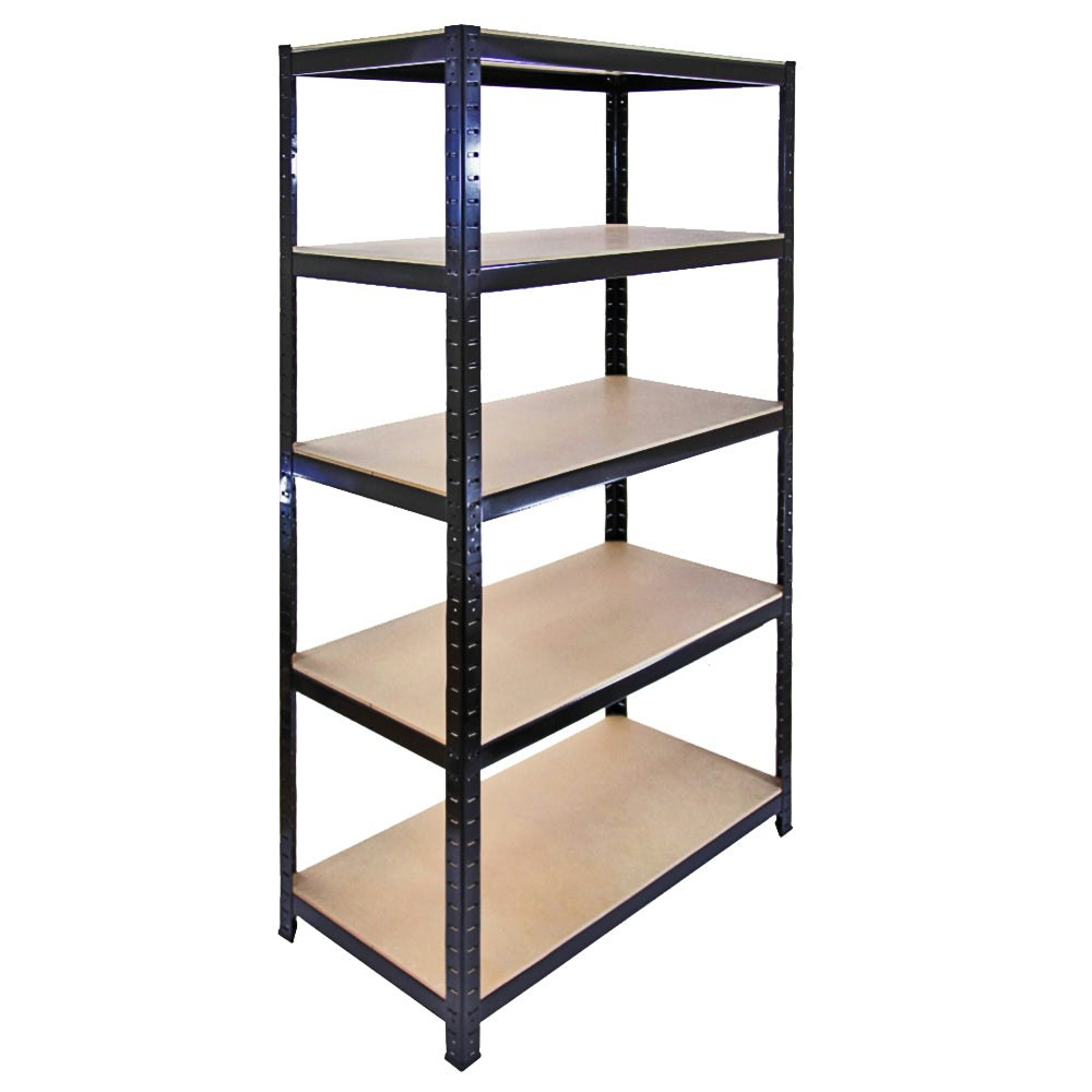 Rackhams Black T-Rax Warehouse & Garage Metal Shelving - 90Cm W, 45Cm D, Set Of 10