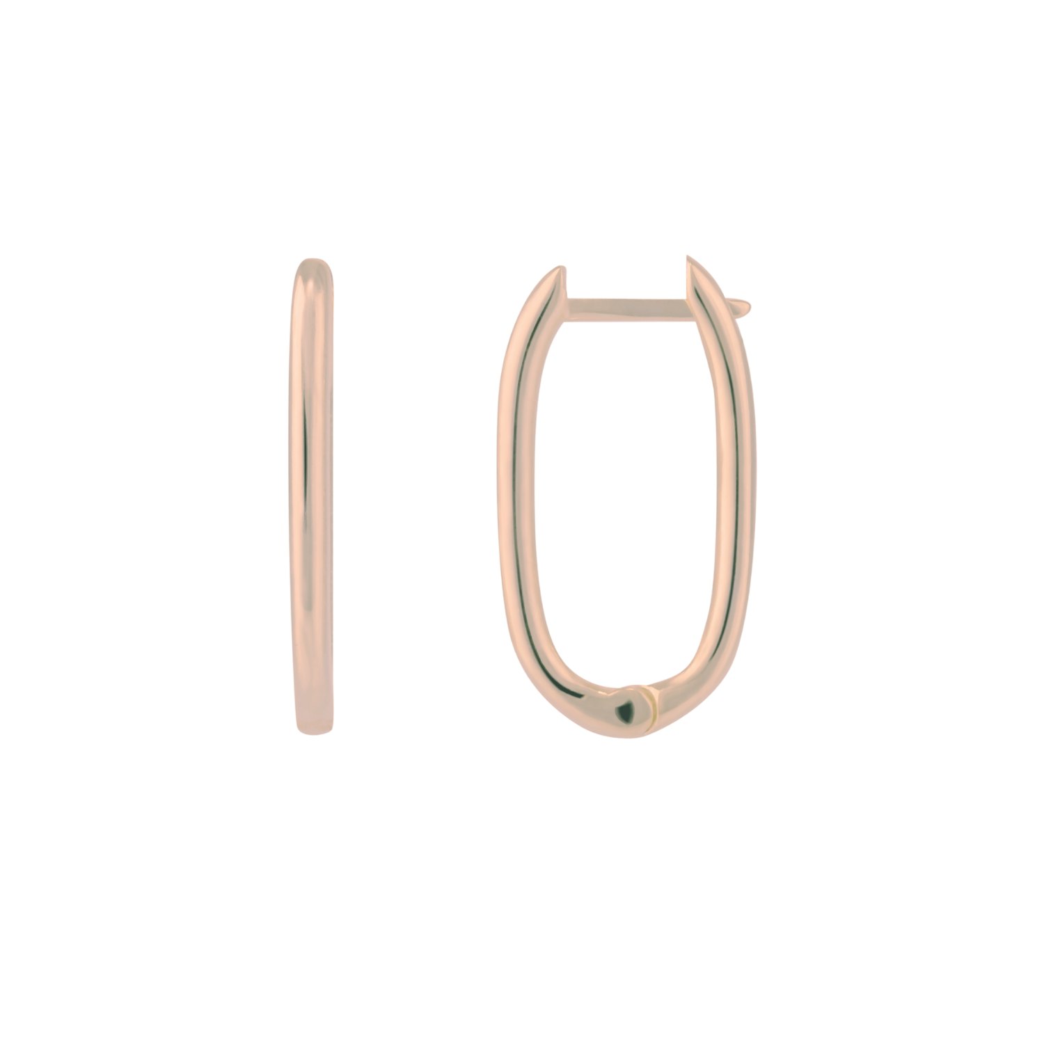 Spero London Silver/Gold Oval Rectangular Sterling Hoop Earrings - Rose - Rose