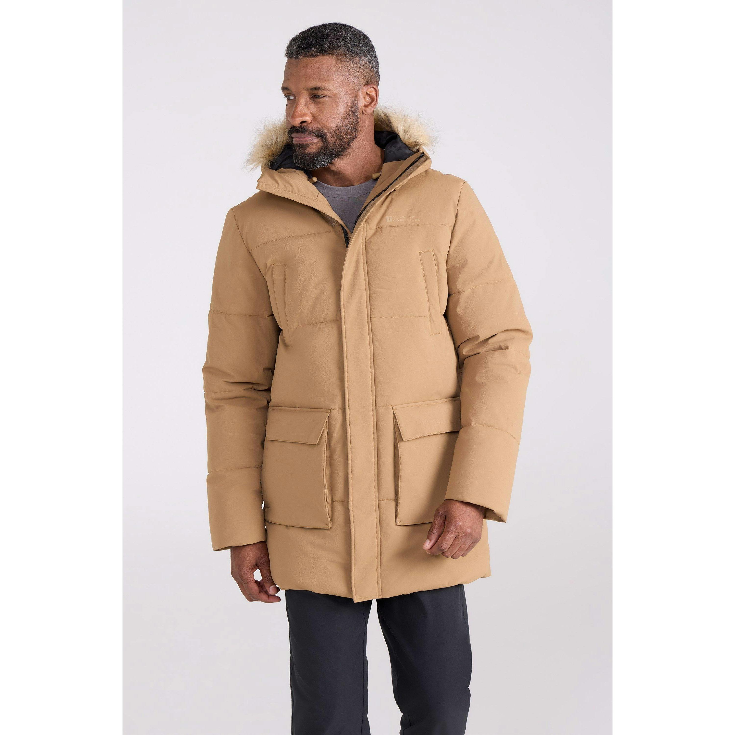 Mountain Warehouse Men's Fern Water Resistant Padded Parka - Tan - Xs - Tan - 100% Polyester