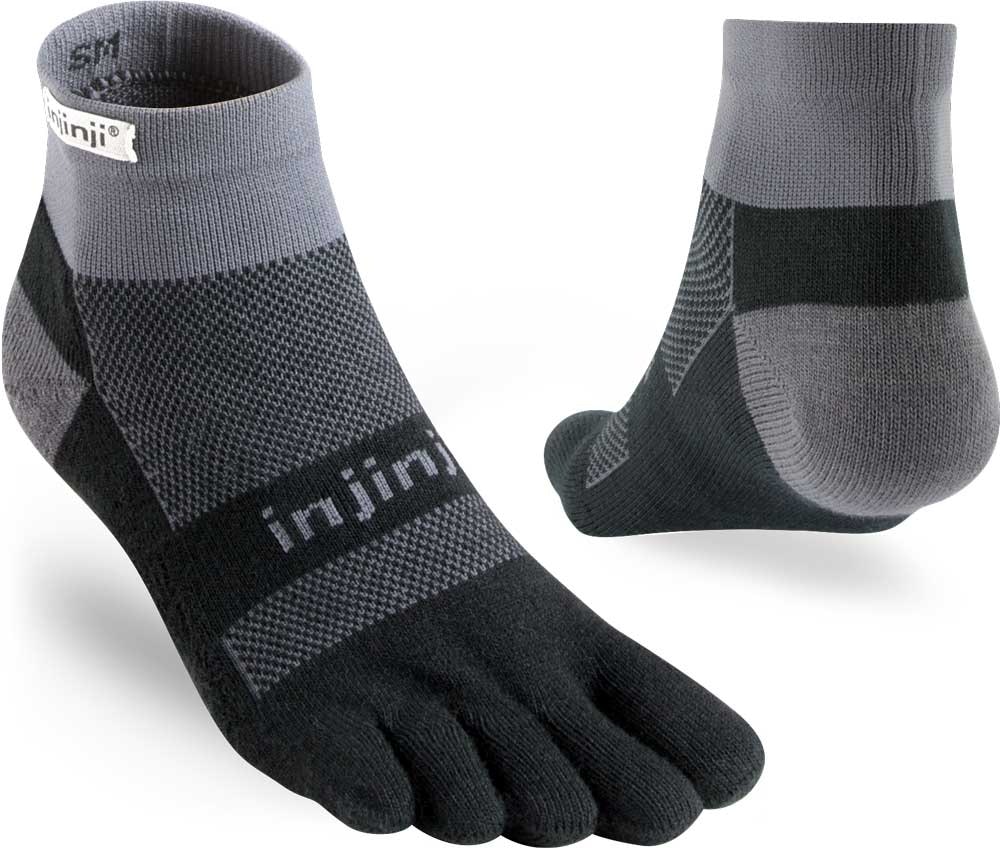 Injinji Unisex Black Mid-Weight Performance Run Mini-Crew Toe Socks (Inj-Per-Mc) - /Graphite - Small