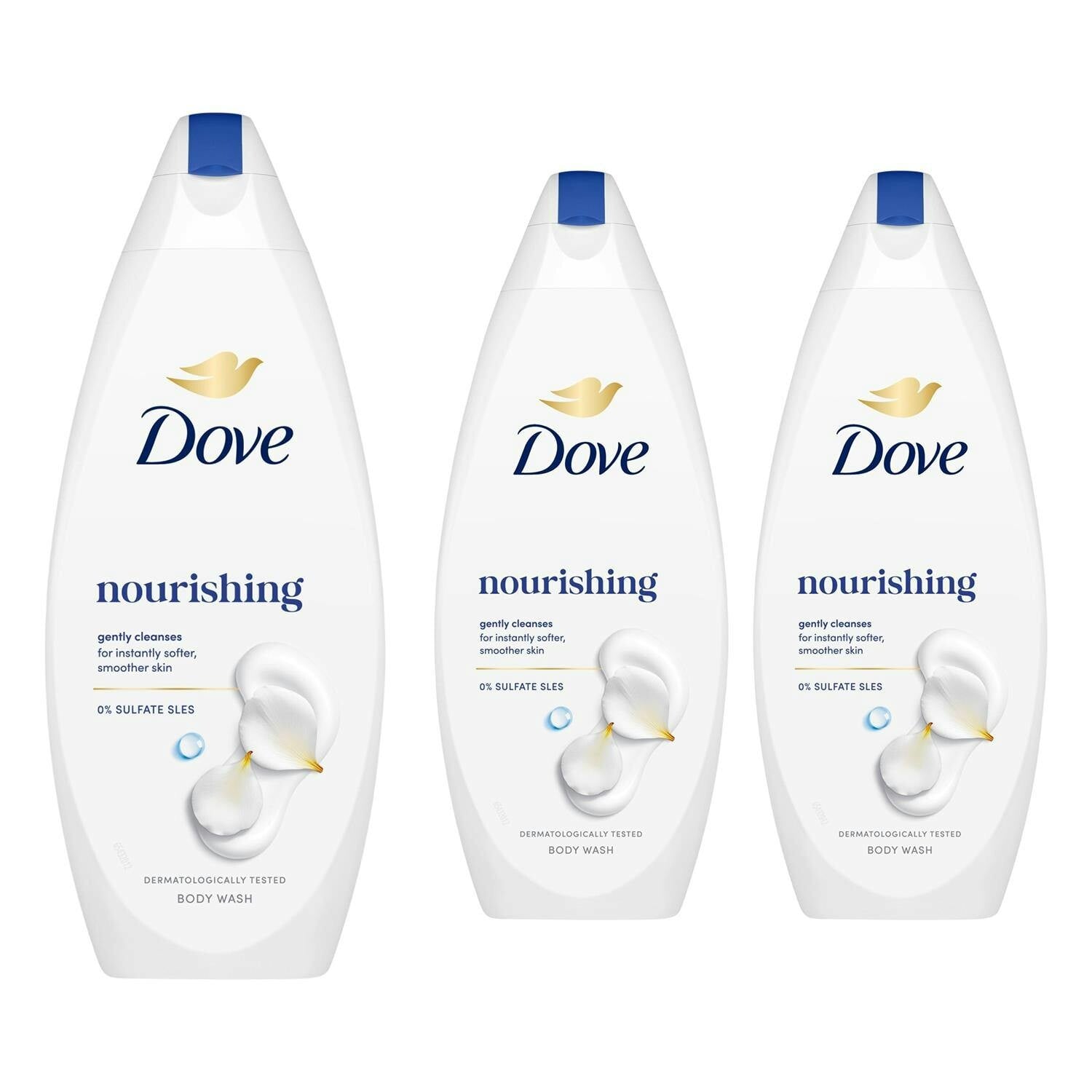 Dove Nourishing Body Wash 3 Pack, 0% Sulfate Sles Shower Gel, 225Ml