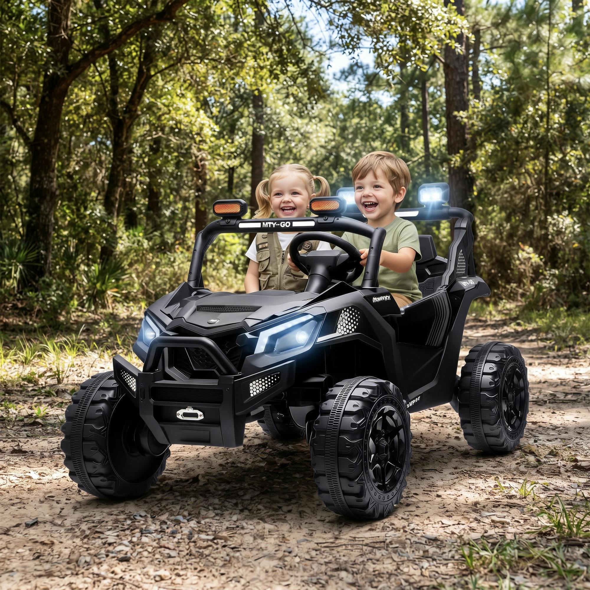 Aiyaplay Black 24V 2 Seater Ride On Truck Car For Big Kids With Remote,