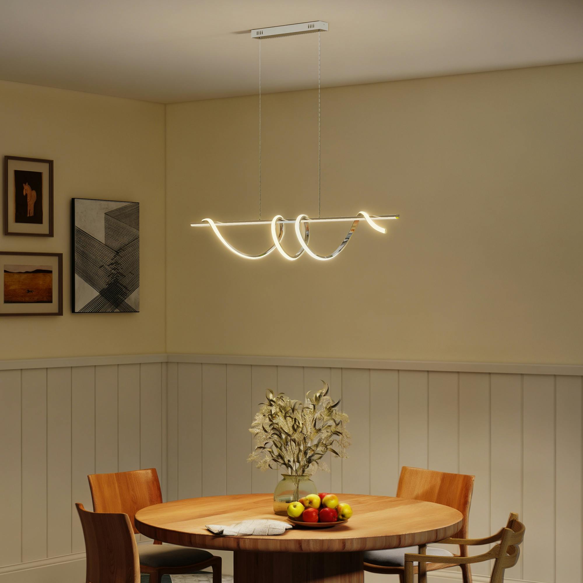 Rackhams Light/Silver Pendant Ceiling With 3 Colour Temperatures - 120L X 20W X 155H Cm