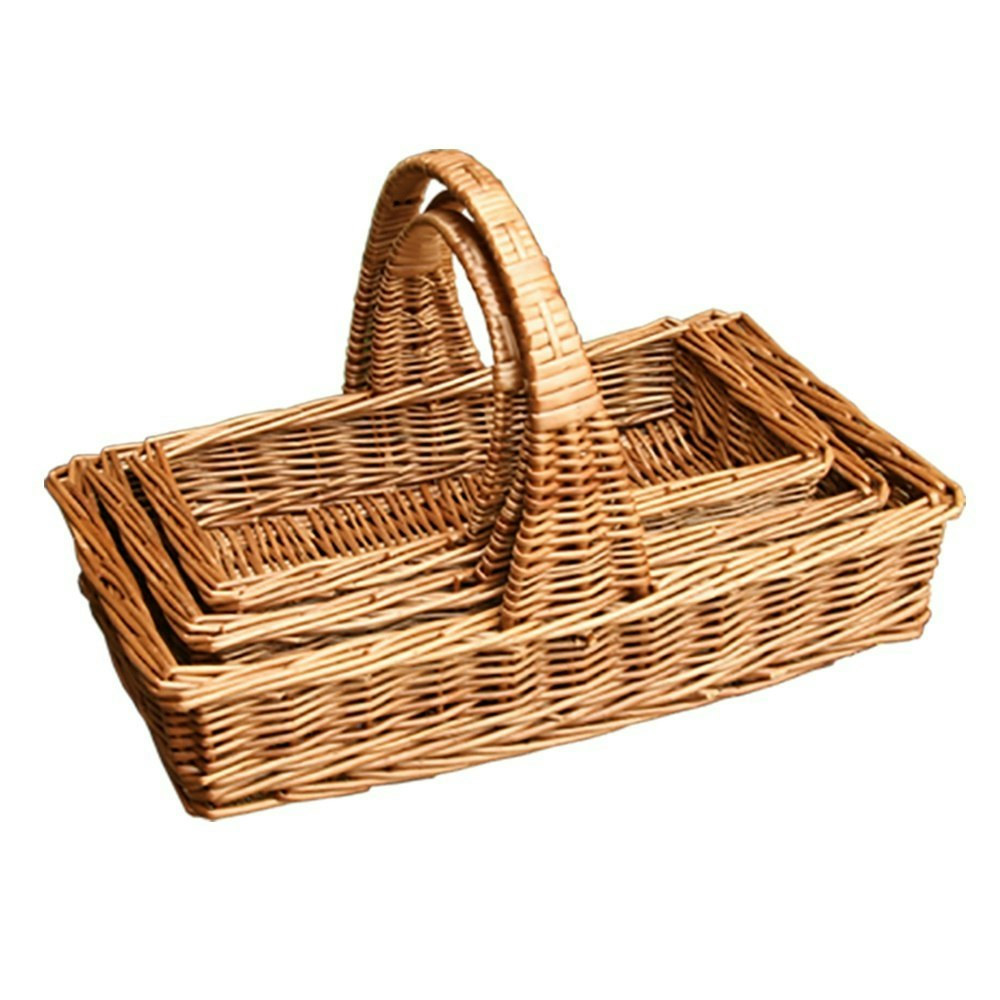 Red Hamper Set Of 3 Cheshire Wicker Garden Trugs