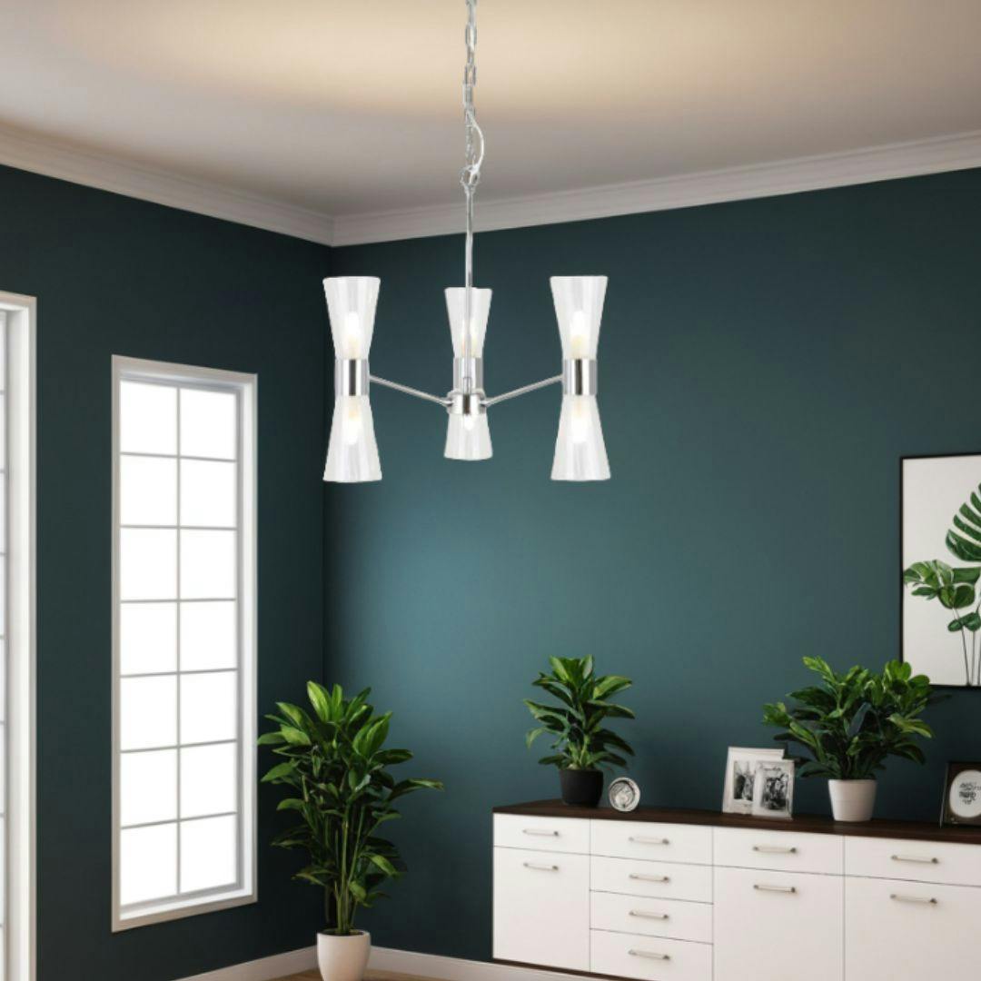 Pagazzi Lighting Light Pagazzi Ing Herrera 6 Polished Chrome Pendant Ceiling