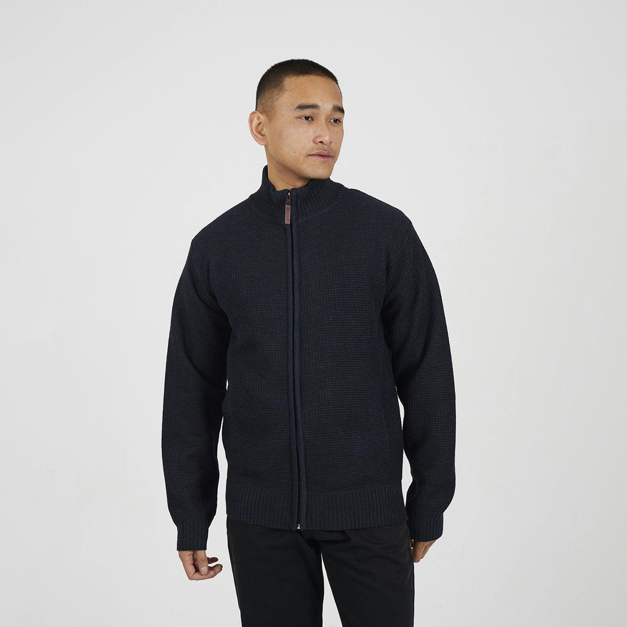 Brave Soul Funnel Neck Jumper With Fleece Lining - Navy - Navy - 2XL