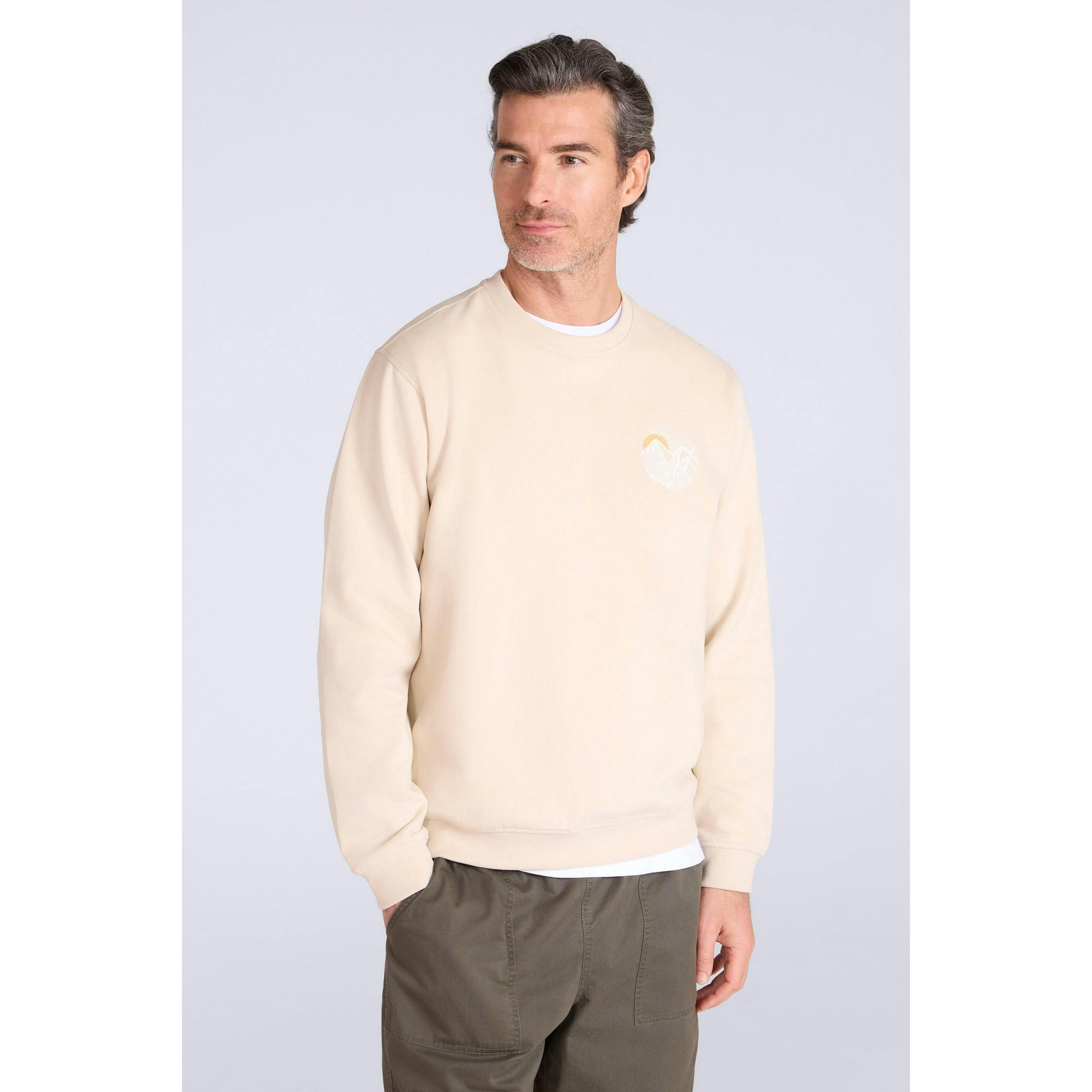 Mountain Warehouse Men's Light/Beige Mountain Crew Neck Sweatshirt - Xs - 60% Cotton/40% Polyester