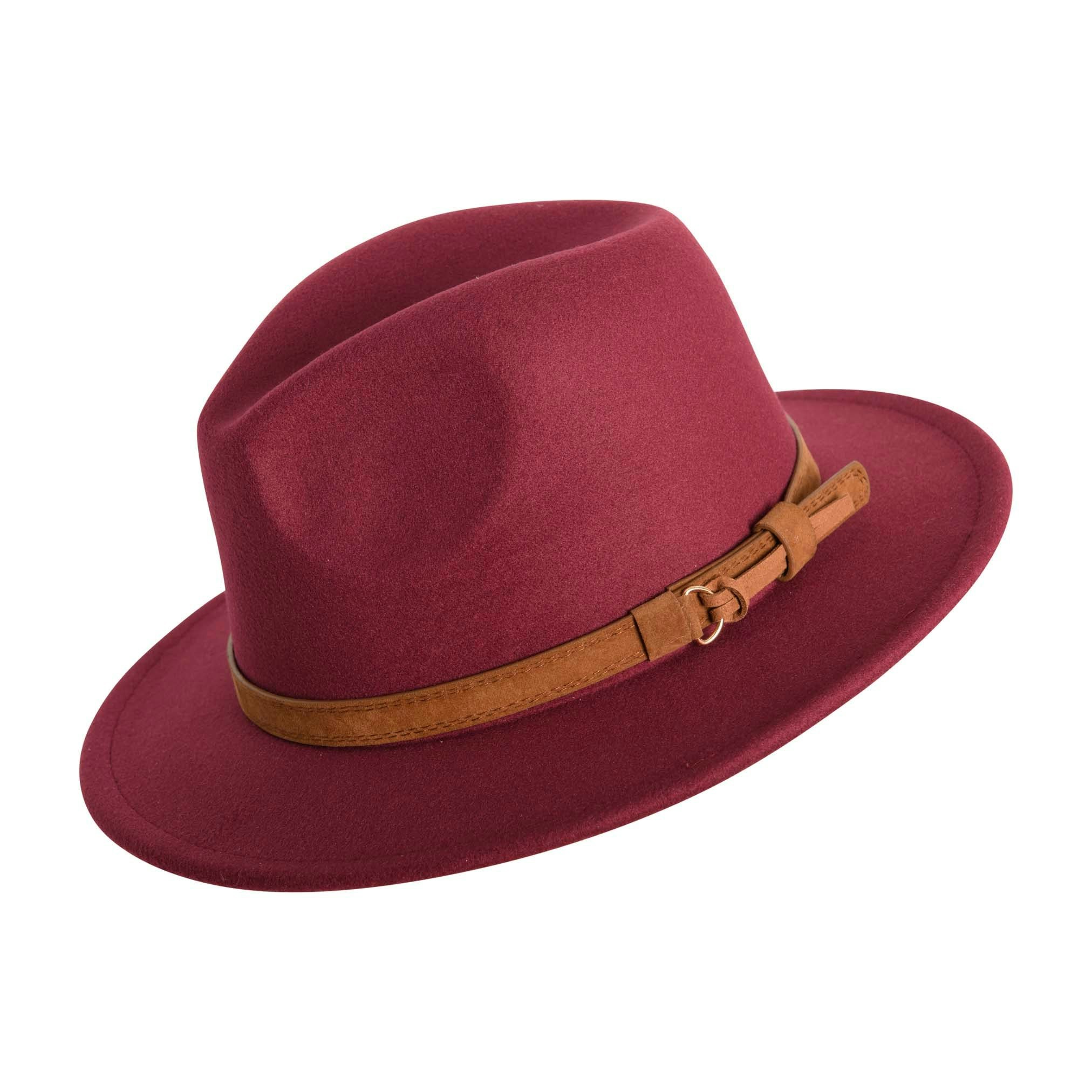 Heritage Traditions Red Classic Colour Felt Fedora - Oxblood