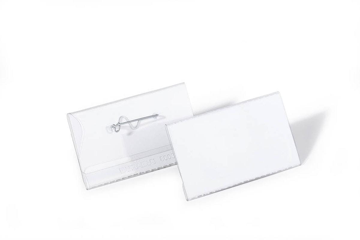 Durable Conference Pin Name Tag Badge Holders + Inserts | 100 Pack | 40 X 75Mm